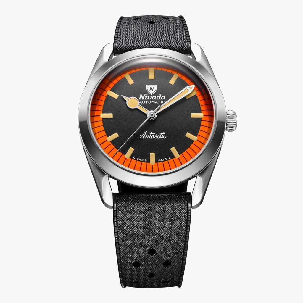 Nivada Super Antarctic Black & Orange - 38mm - Rubber Tropic / NO Date