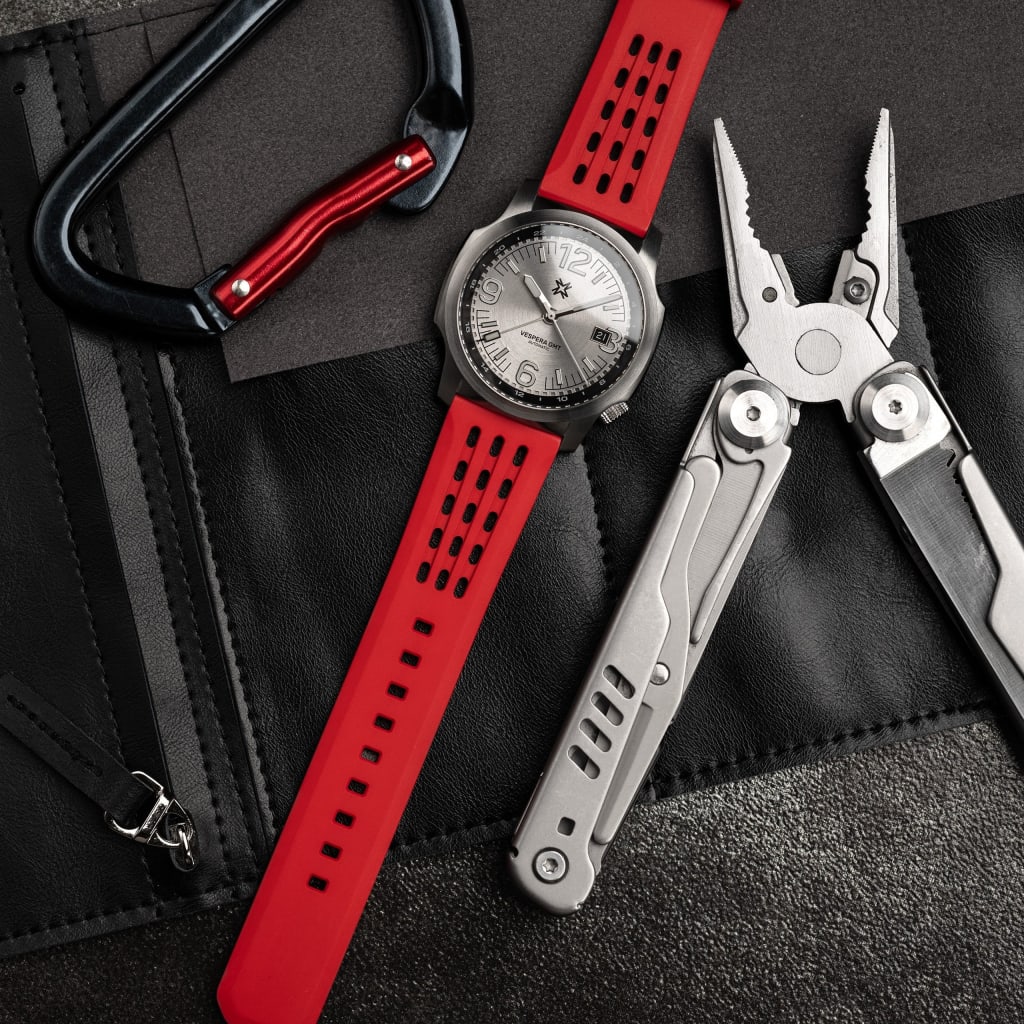 Nadir Vespera GMT Silver Fkm Rubber