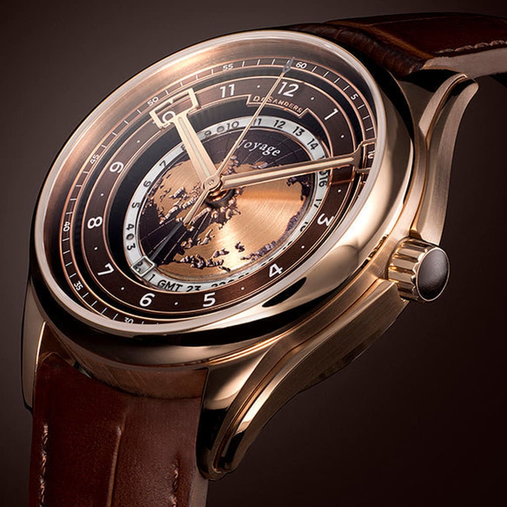 DeSanders Voyage GMT Rose gold & Root beer