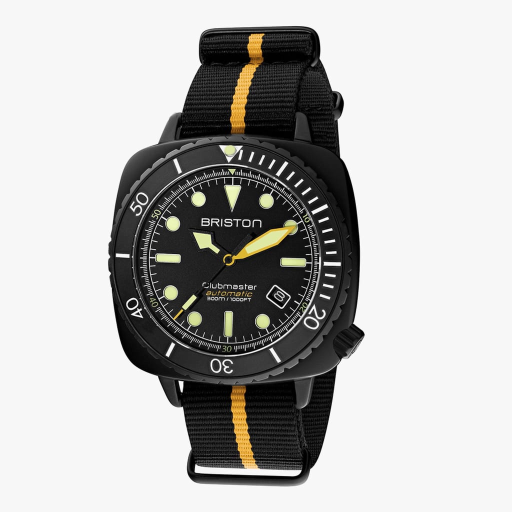 Briston Clubmaster Diver PRO - Acciaio - Nero/Giallo