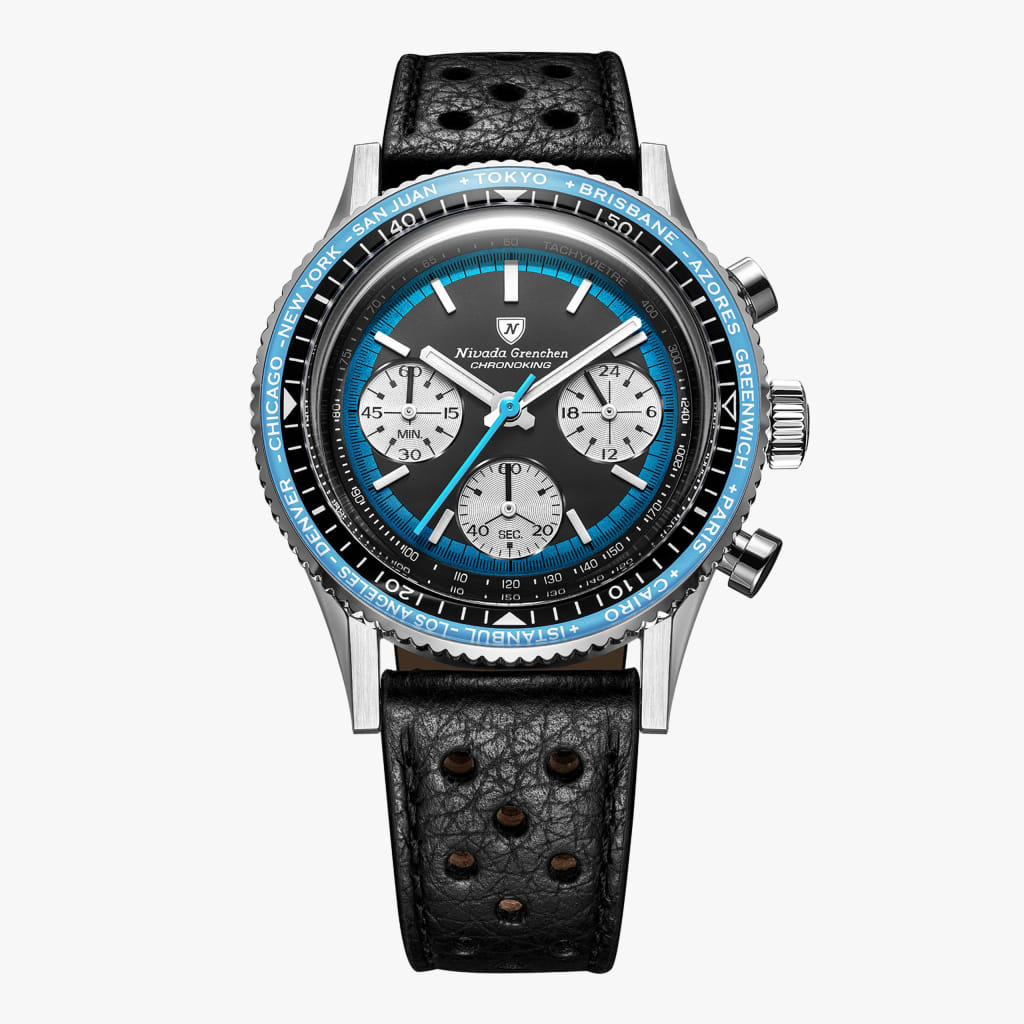 Nivada Chronoking Racing Blue - Black Racing Strap
