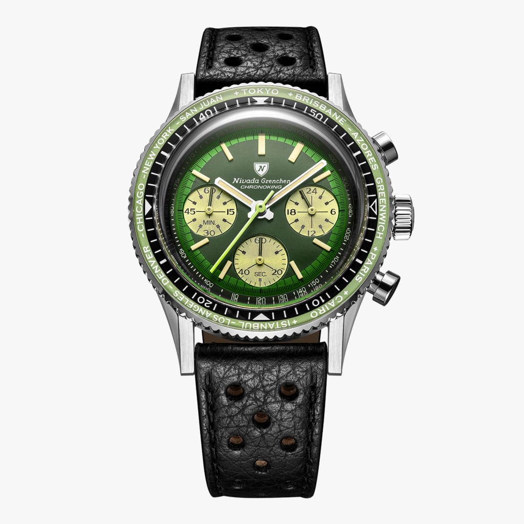 Nivada Chronoking Racing Green - Black Racing Strap