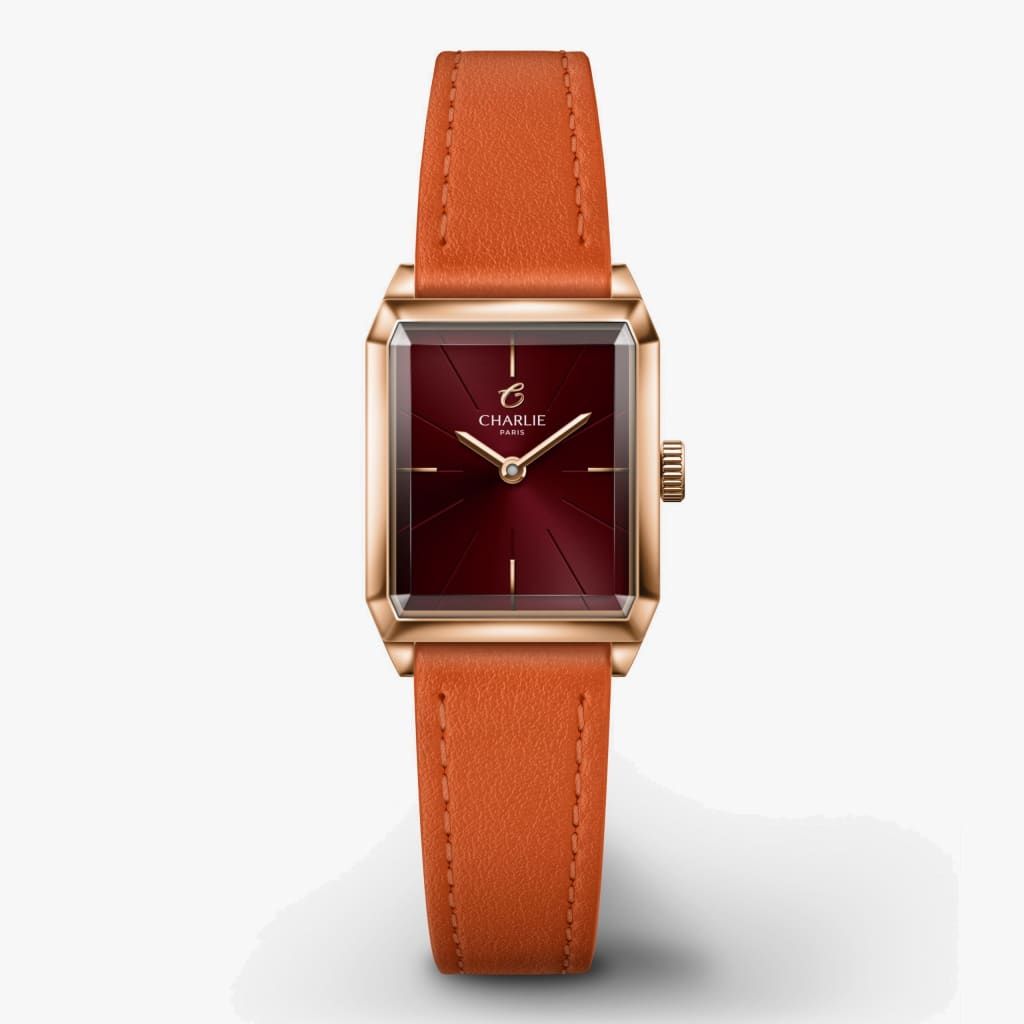 Charlie Paris Monceau - Rose gold & Burgundy - Tangerine leather