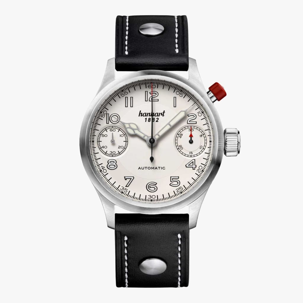 Hanhart Pioneer MonoScope silver, smooth bezel, 45 mm