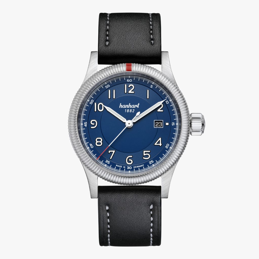 Hanhart Pioneer One blue, 42 mm
