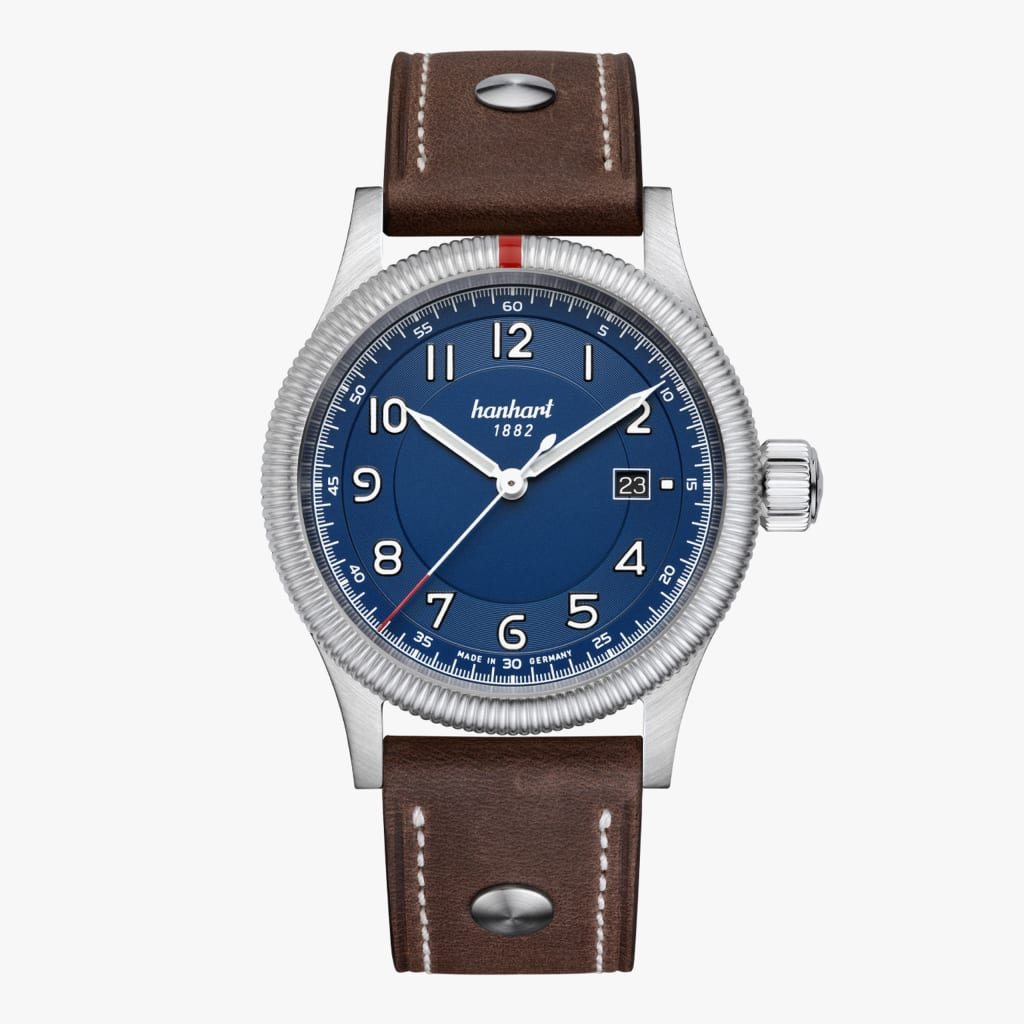 Hanhart Pioneer One blue, 42 mm