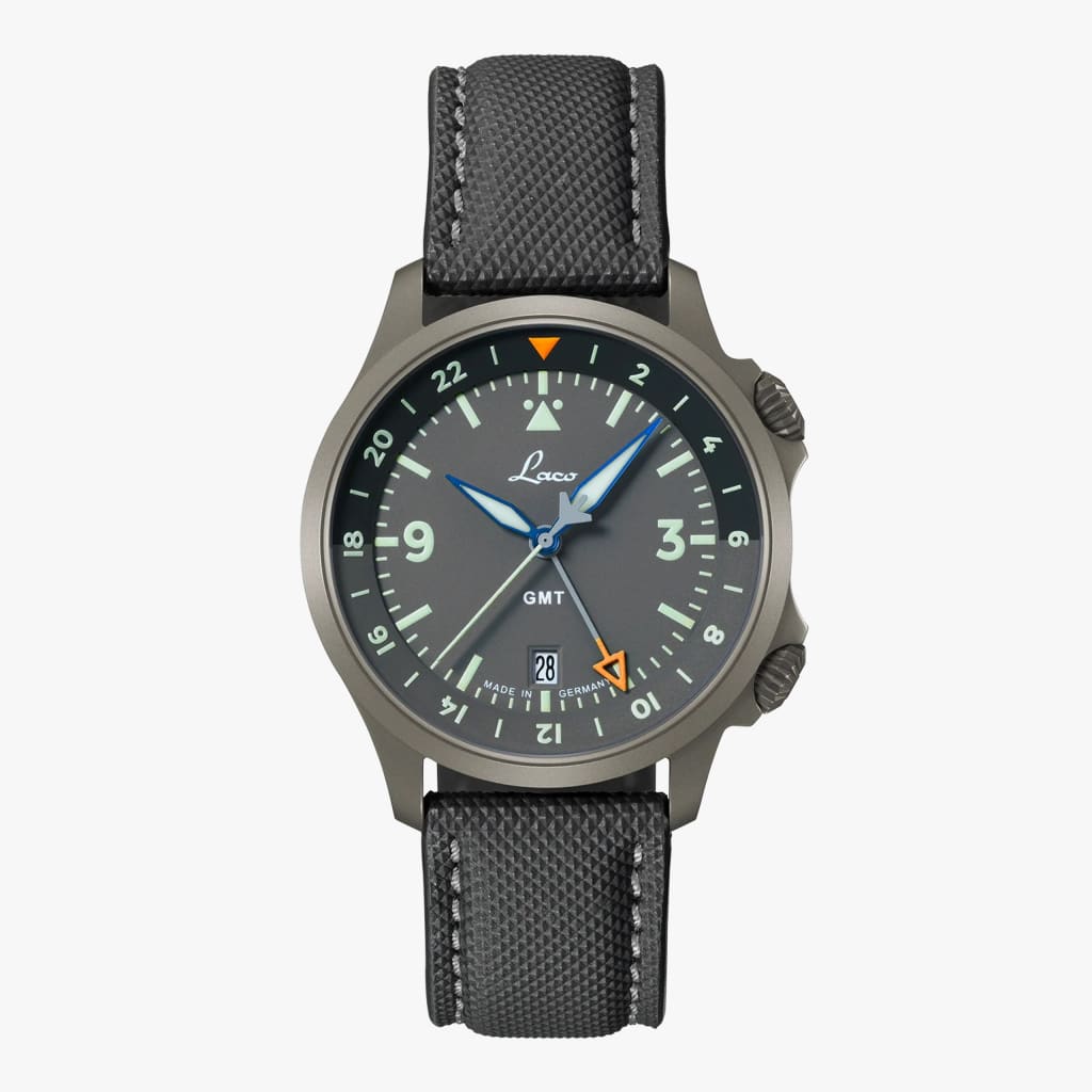 Laco Pilot Watches Special Models Frankfurt 40 GMT Grau 862188