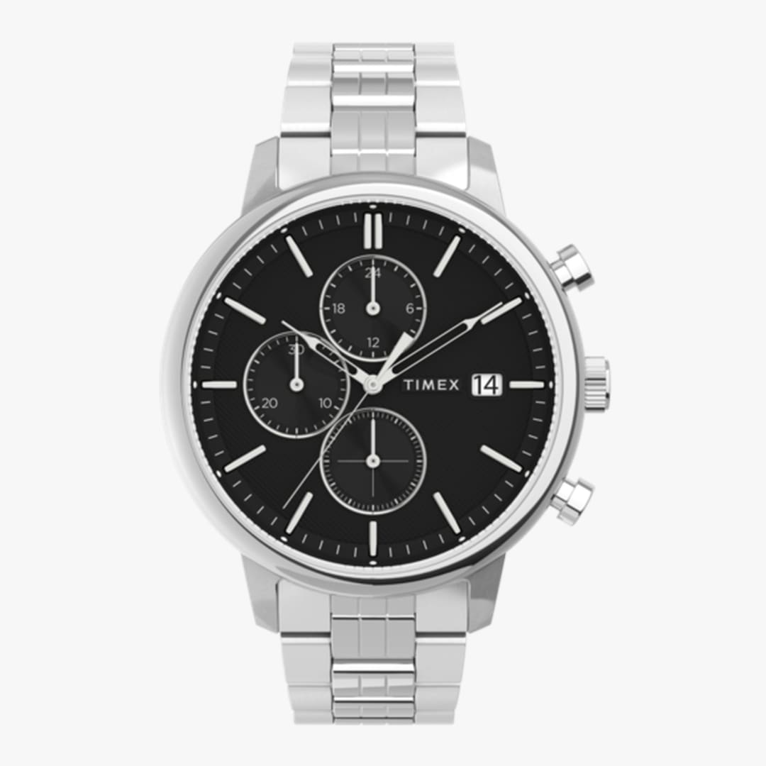 Timex Con Botn Timex Chicago 45mm Stainless Steel Bracelet Watch – World Watch Museum ...