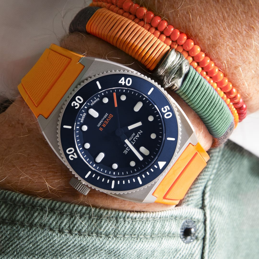 Nautage Diver II Silver Blue Orange Strap