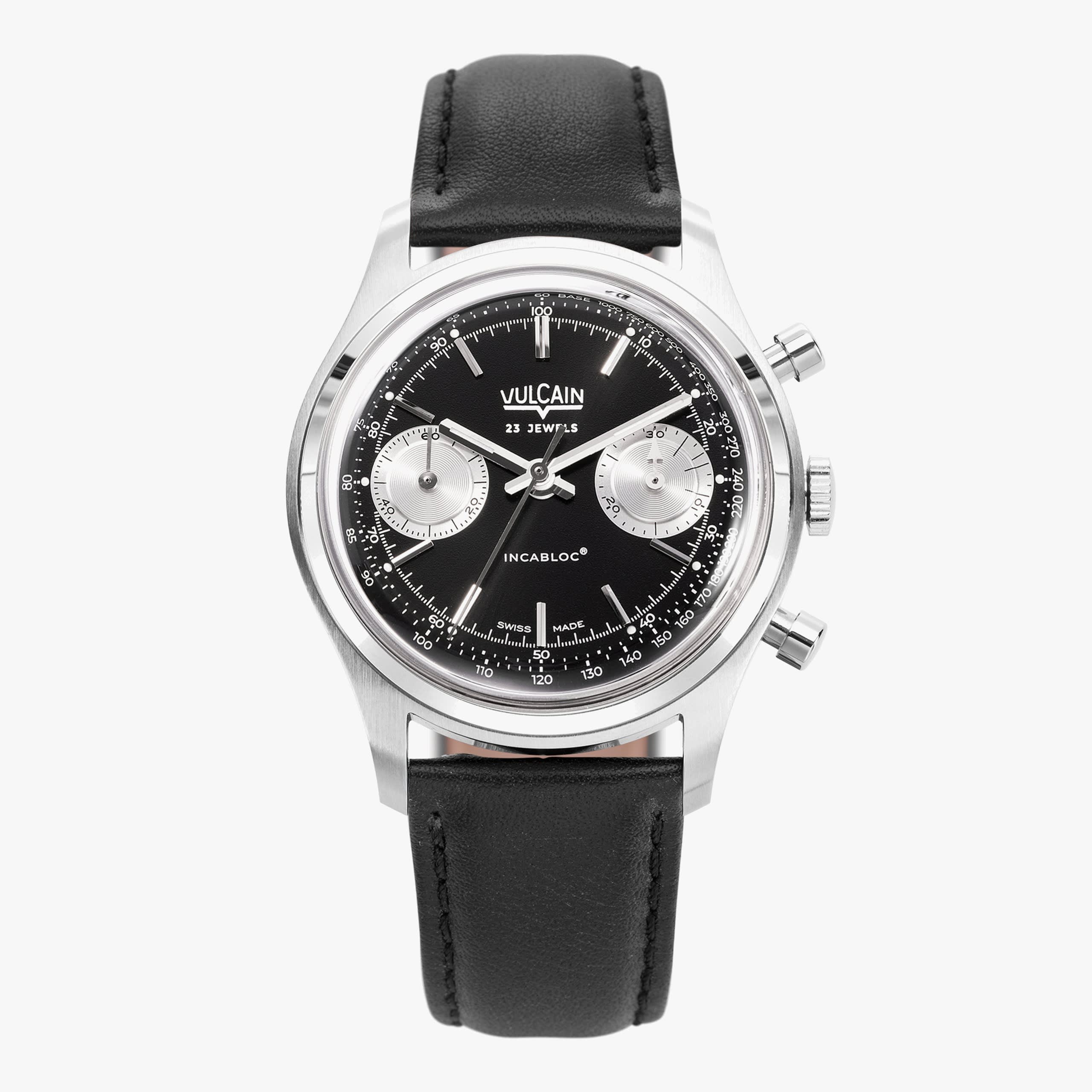Vulcain Chronograph 70's - Black & Silver Black Plain