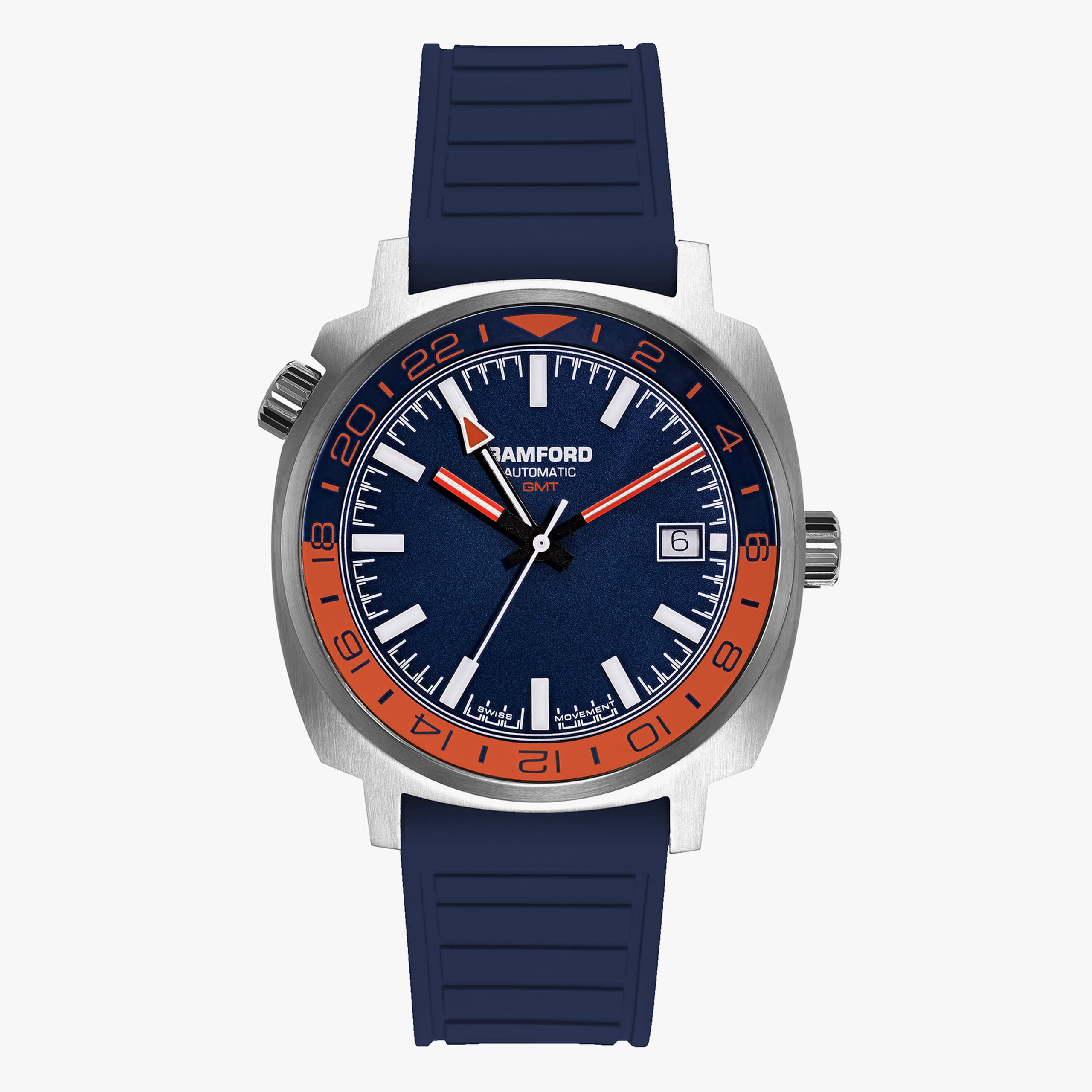 Bamford London GMT Steel - Navy/Orange