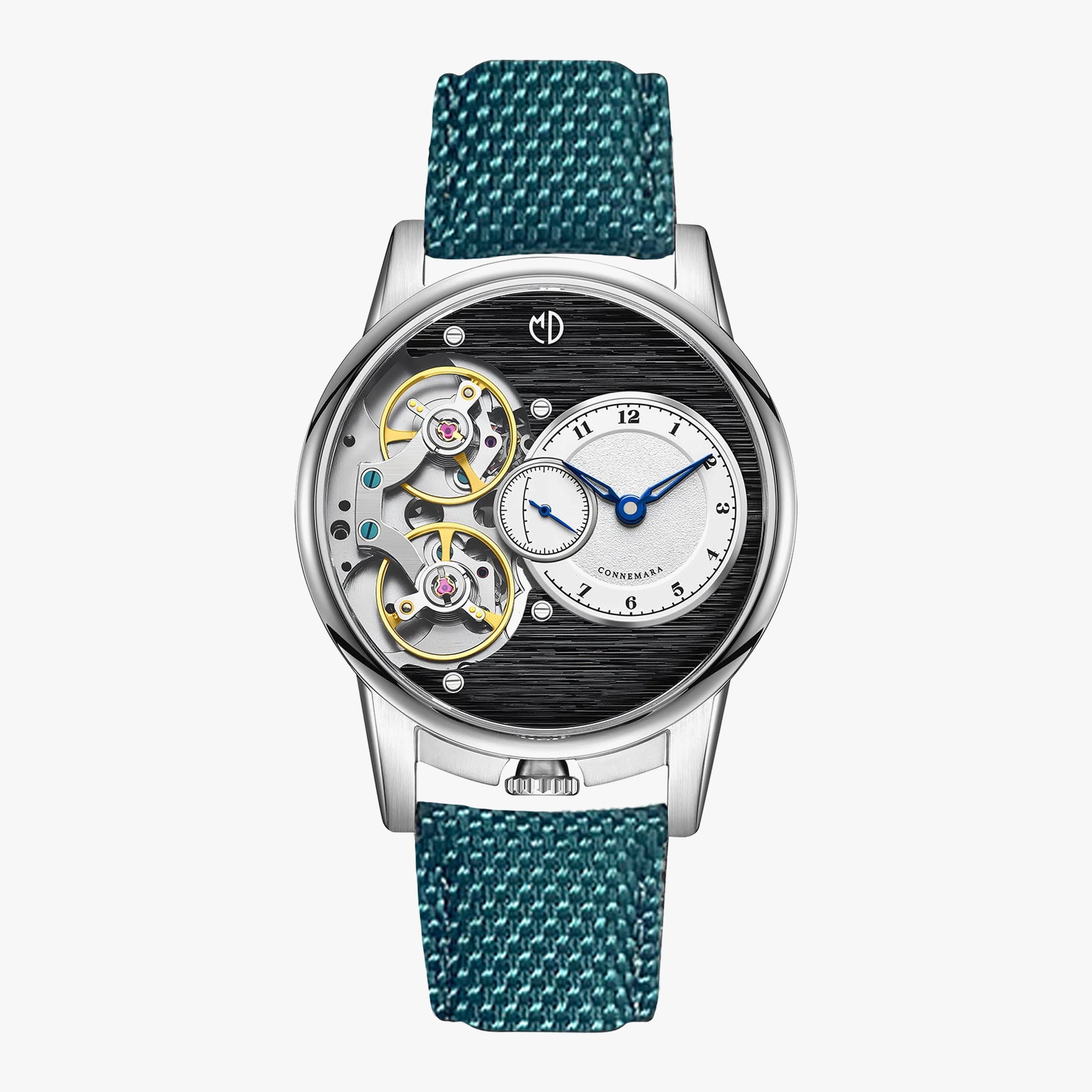 Md Watches Connemara Ink Linen Forest Green fabric strap