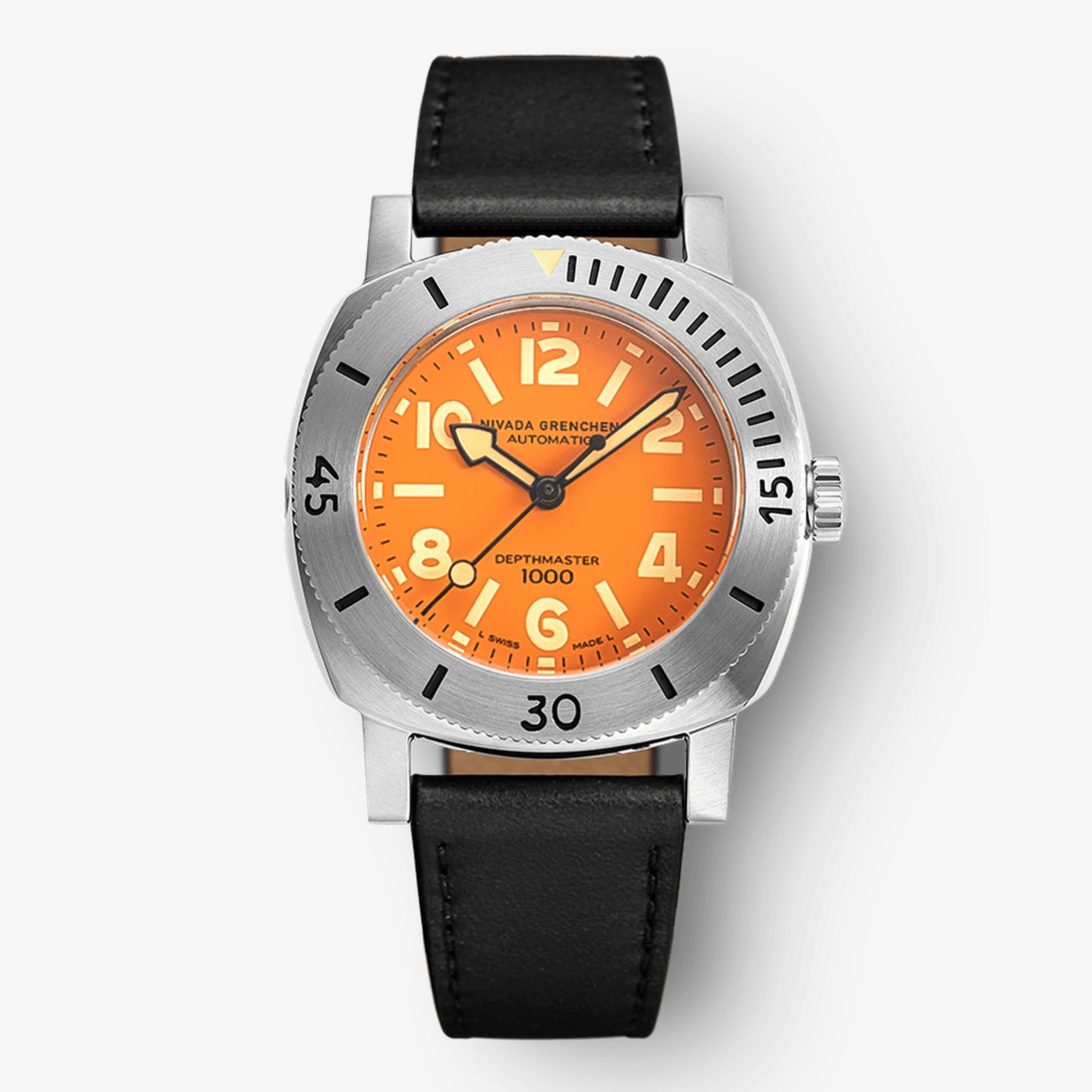 Nivada Orange Depthmaster - Black Leather