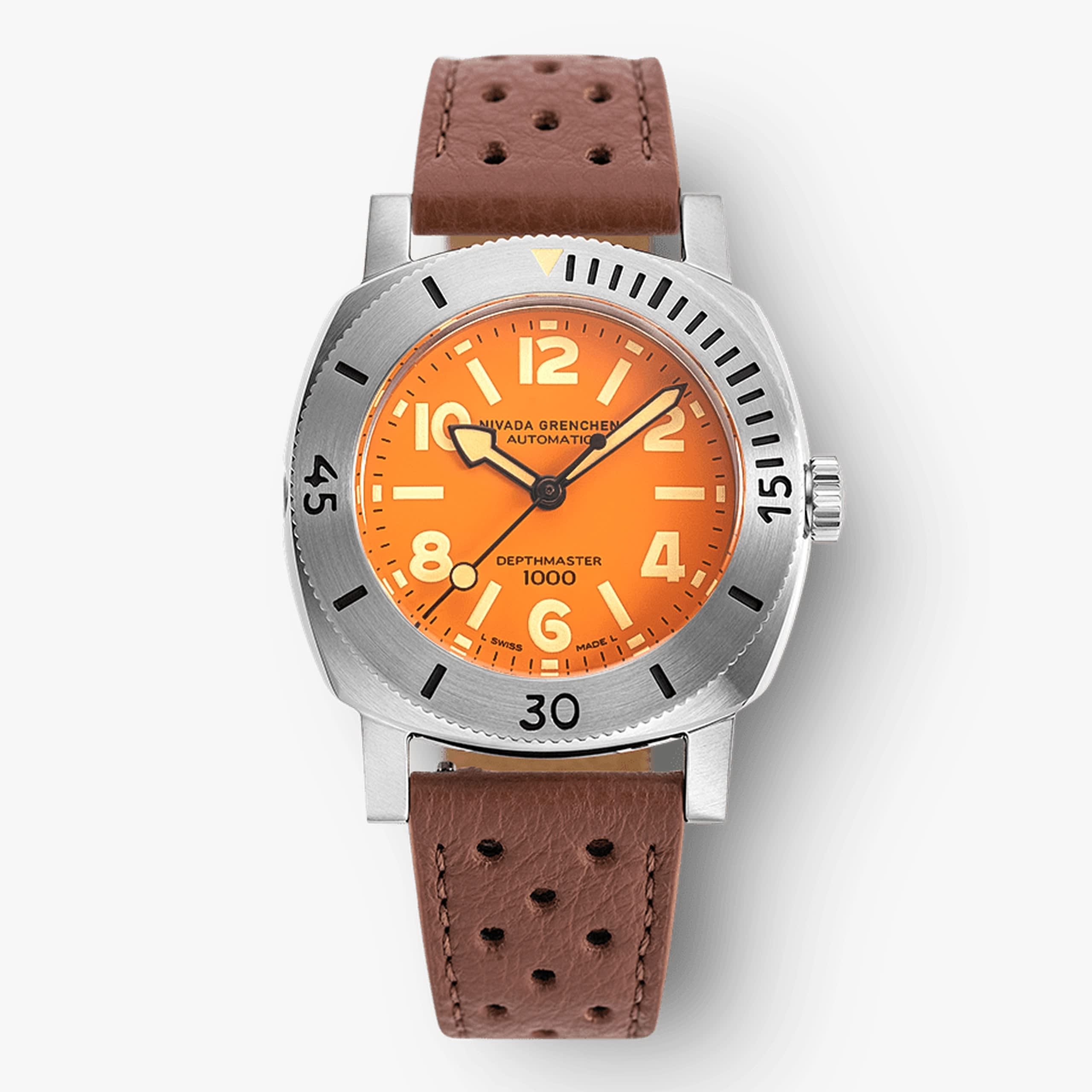 Nivada Orange Depthmaster - Brown Racing Strap