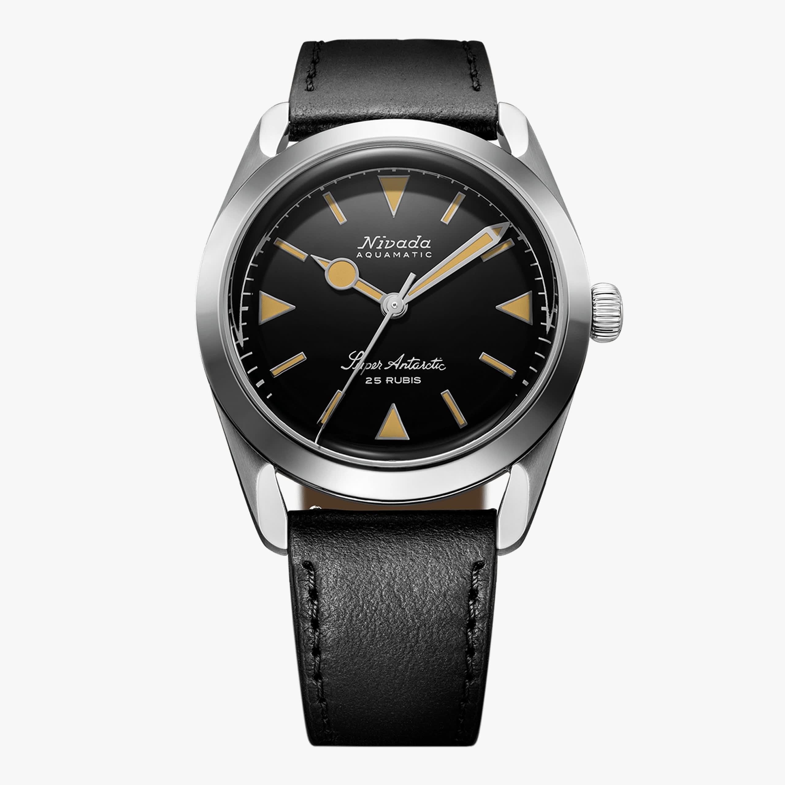 Nivada Super Antarctic Yellow - 38mm - Black Leather
