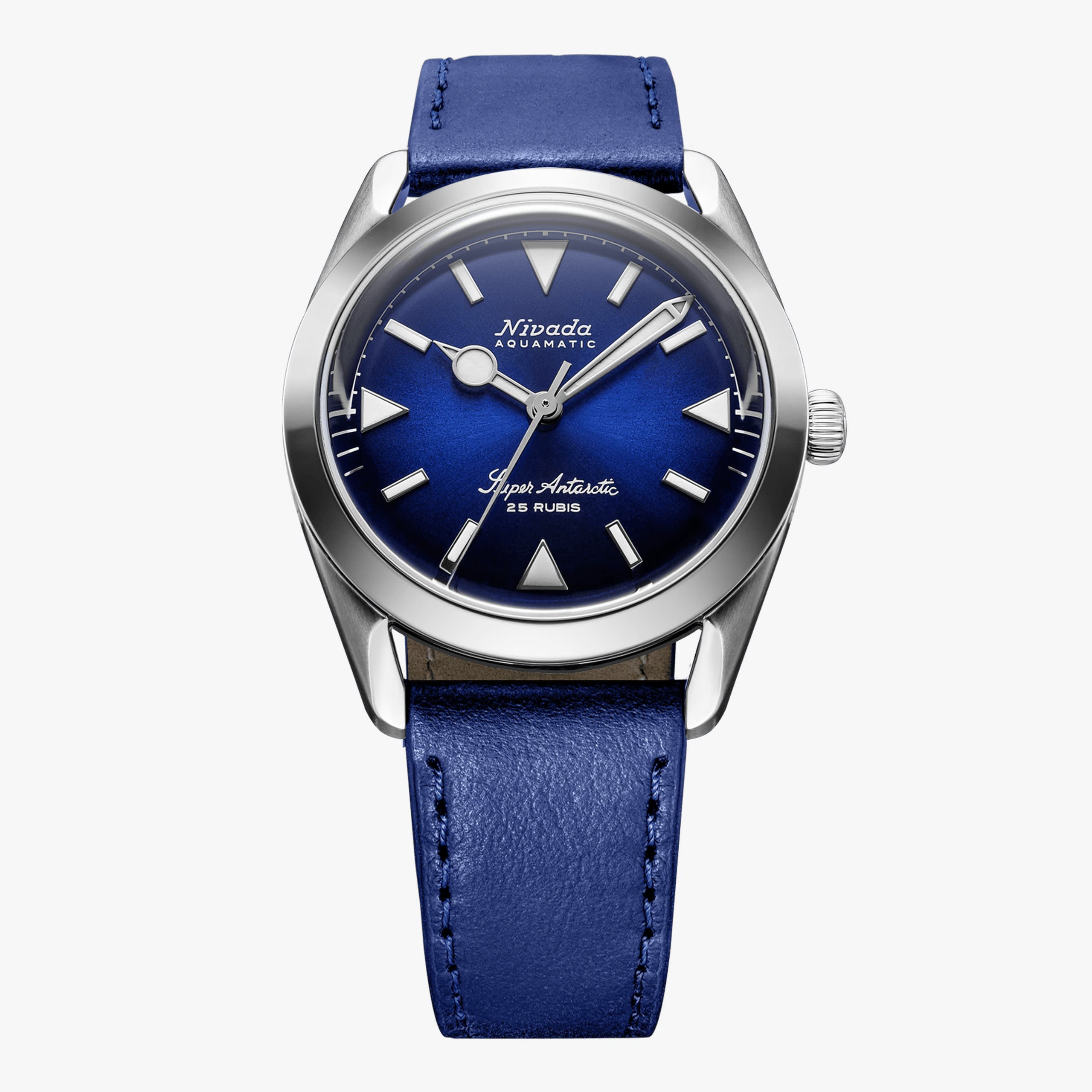 Nivada Super Antarctic Blue - 38mm - Blue Leather / NO Date