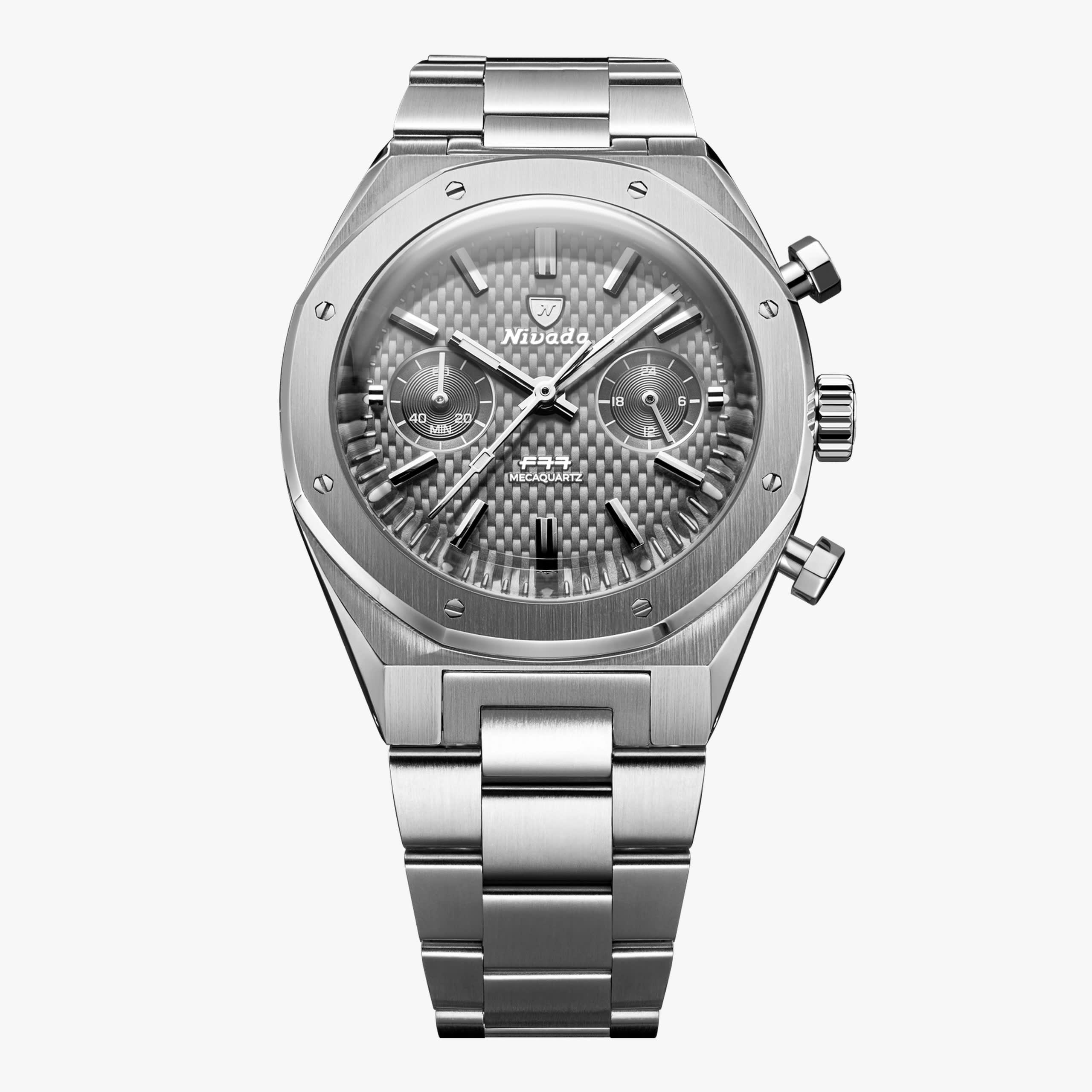 Nivada F77 Sst Chrono Mecaquartz Grey MK2 - 38mm - Bracelet