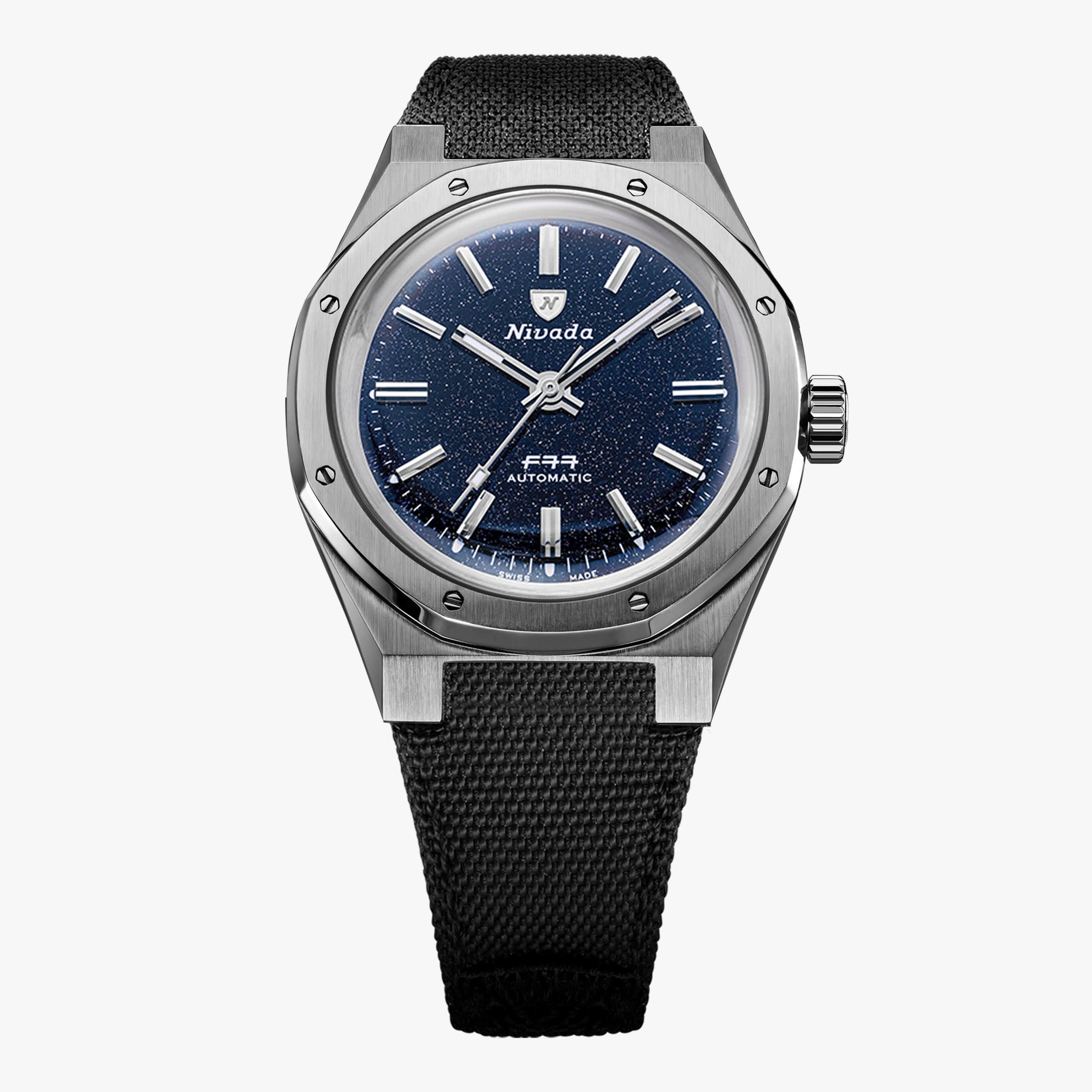 Nivada F77 Titanium Dark Blue Aventurine MK1 - 37mm - Canvas Velcro Strap