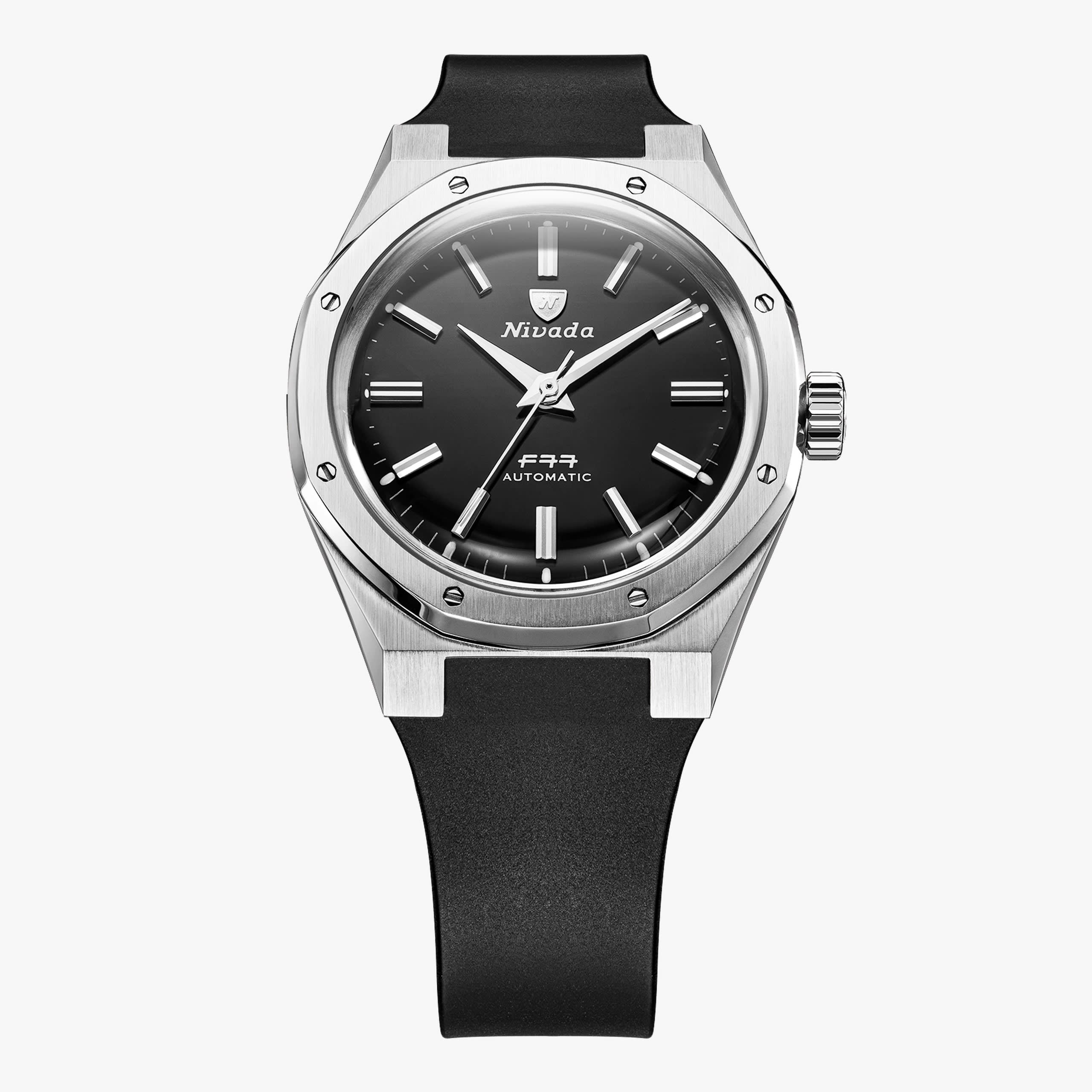 Nivada F77 Sst Onyx Dial MK2 - 38mm - Black Rubber
