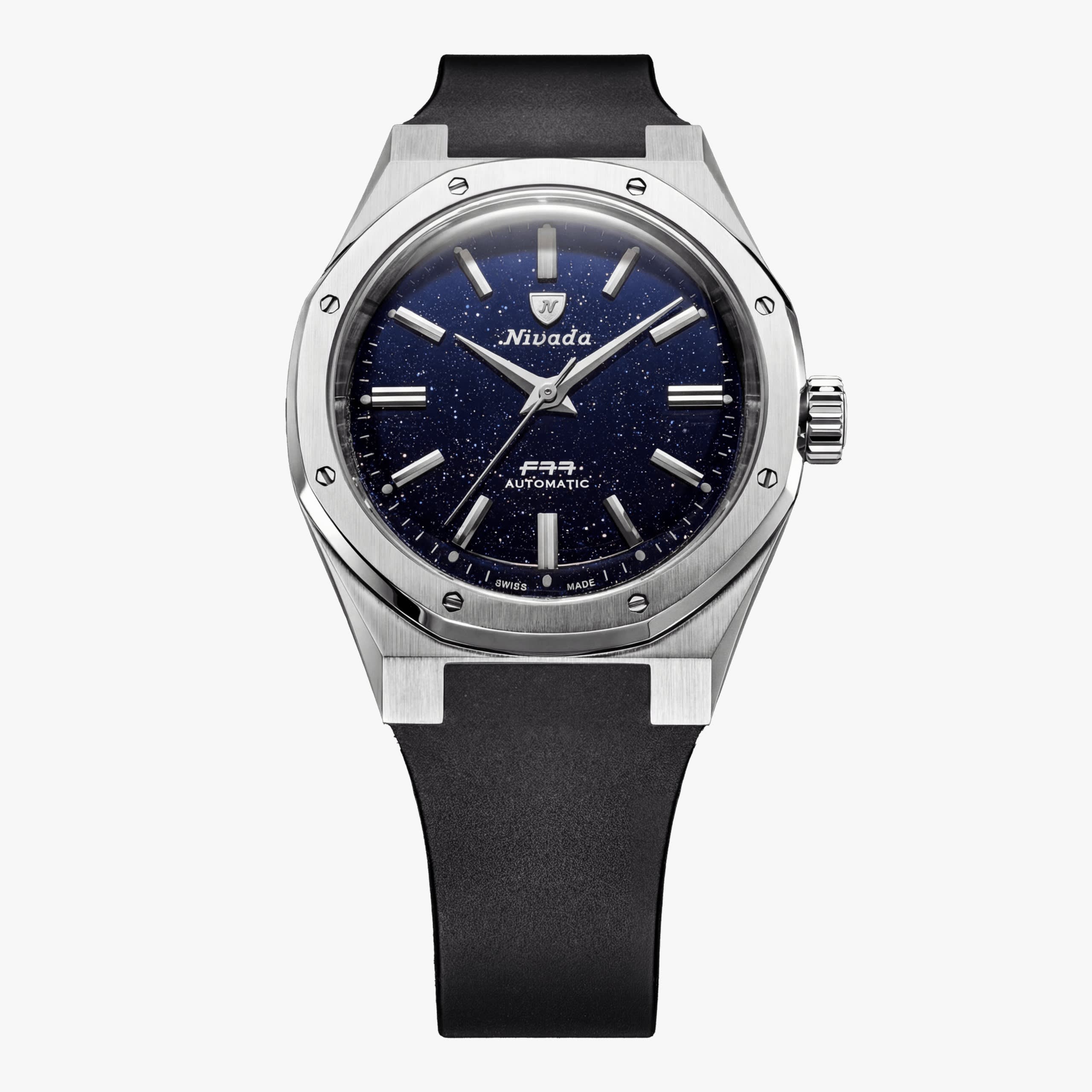 Nivada F77 Sst Dark Blue Aventurine MK2 - 38mm - Black Rubber Tropic