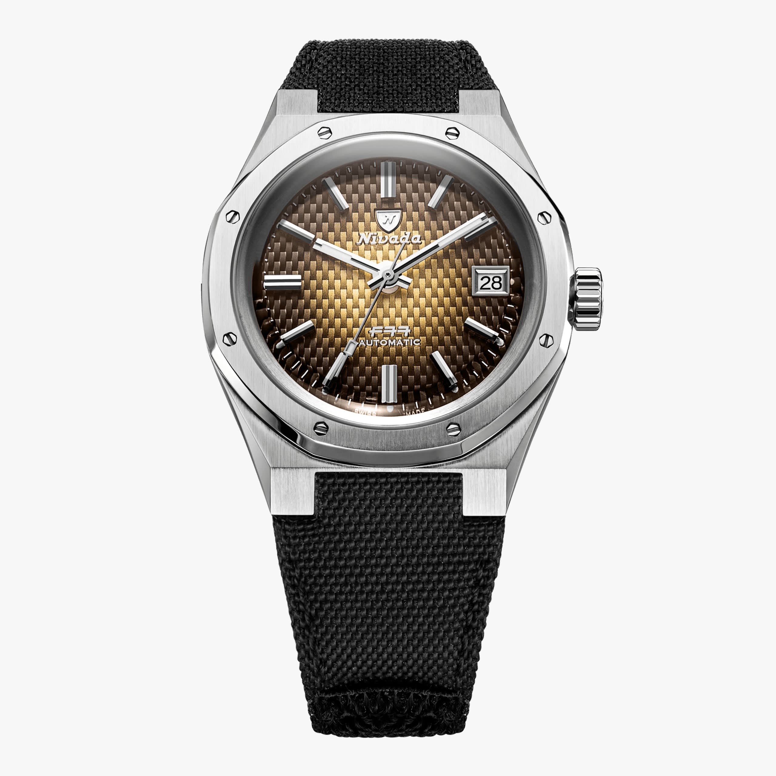 Nivada F77 Sst Brown Smoked MK1 - 37mm - Canvas Velcro Strap / With Date