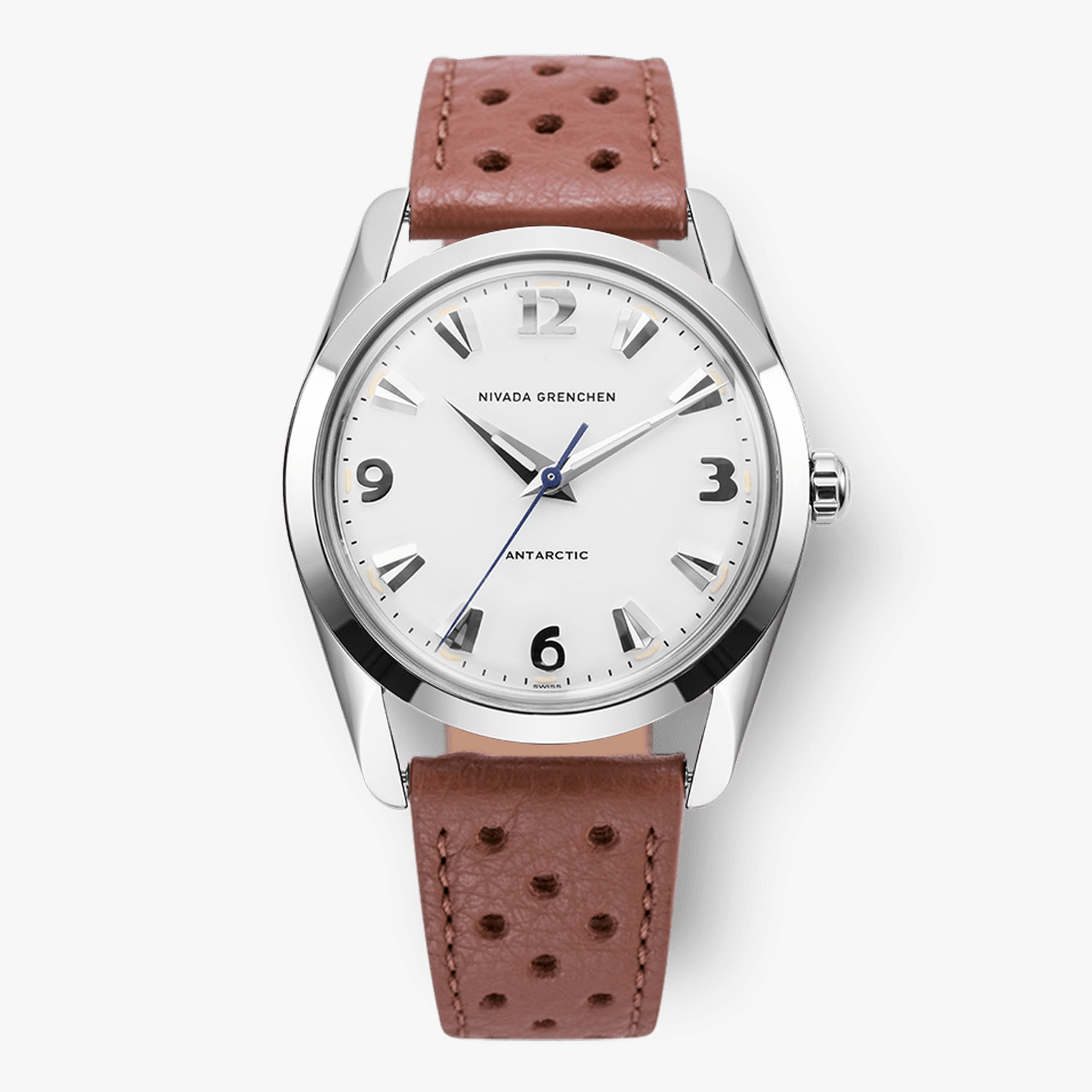Nivada Antarctic White Luminova - 35mm - Brown Racing strap