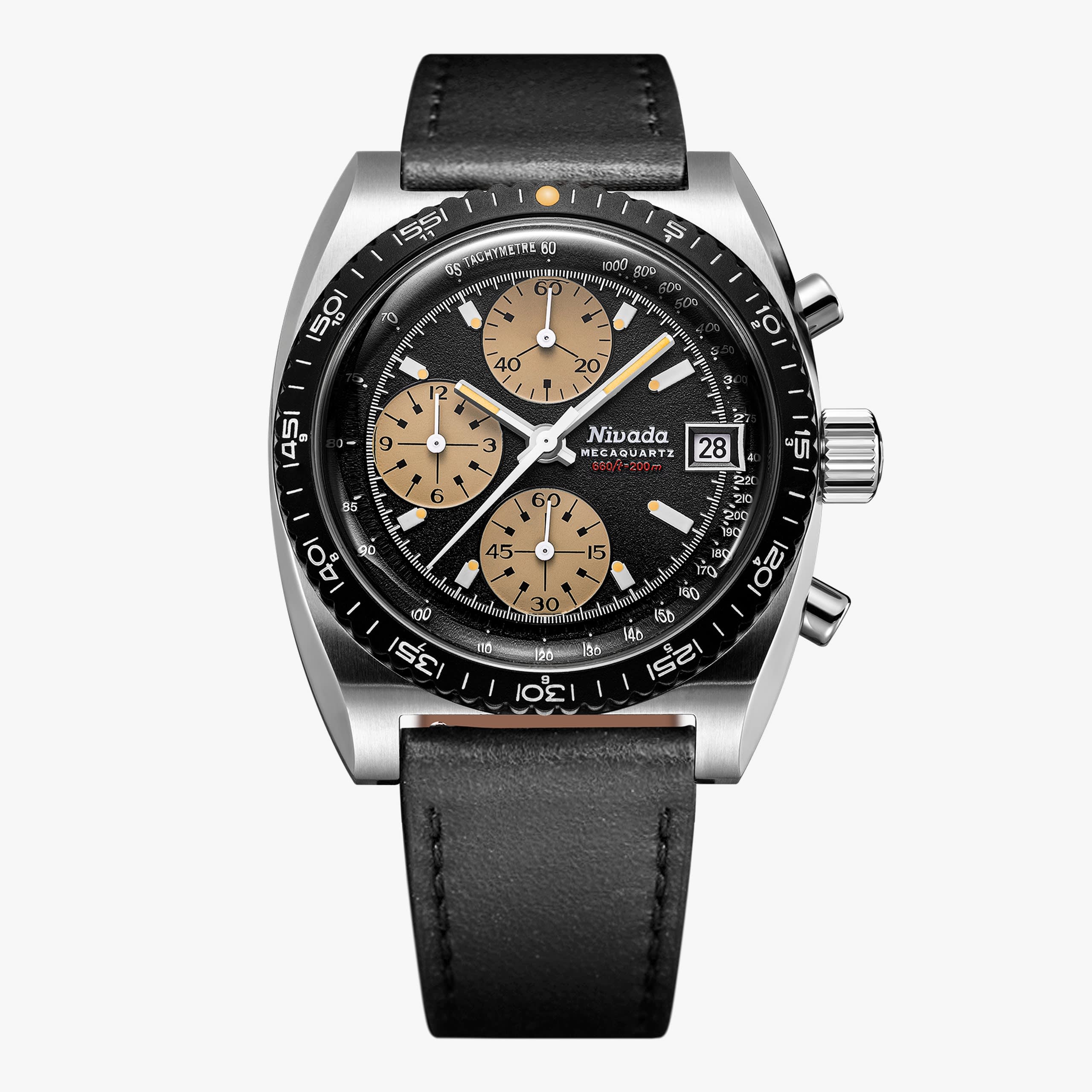 Nivada Autochron Mecaquartz - Black Leather