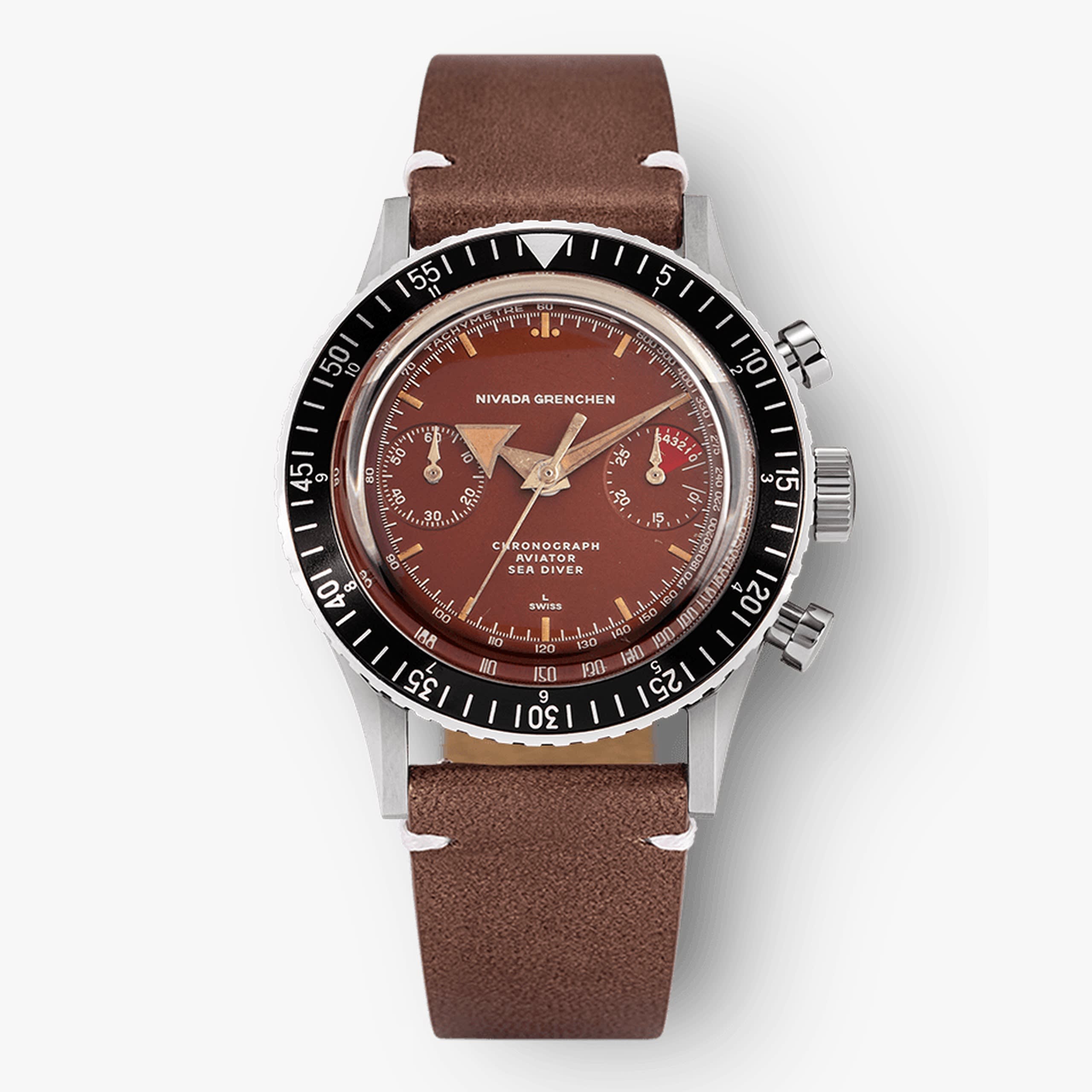 Nivada Broad Arrow « Tropical Dial » INTER.BEZEL - Manual - Brown leather