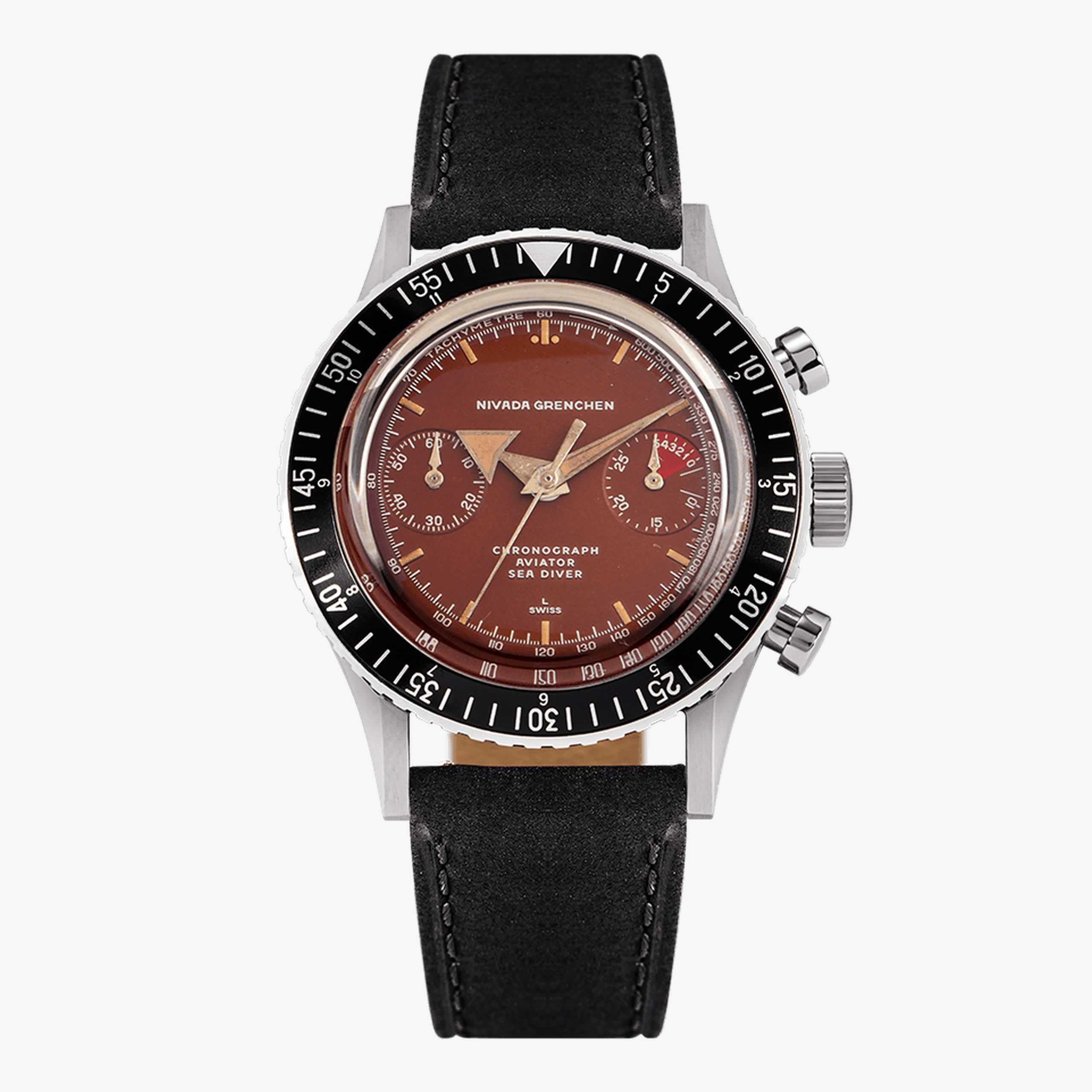 Nivada Broad Arrow « Tropical Dial » INTER.BEZEL - Manual - Black leather