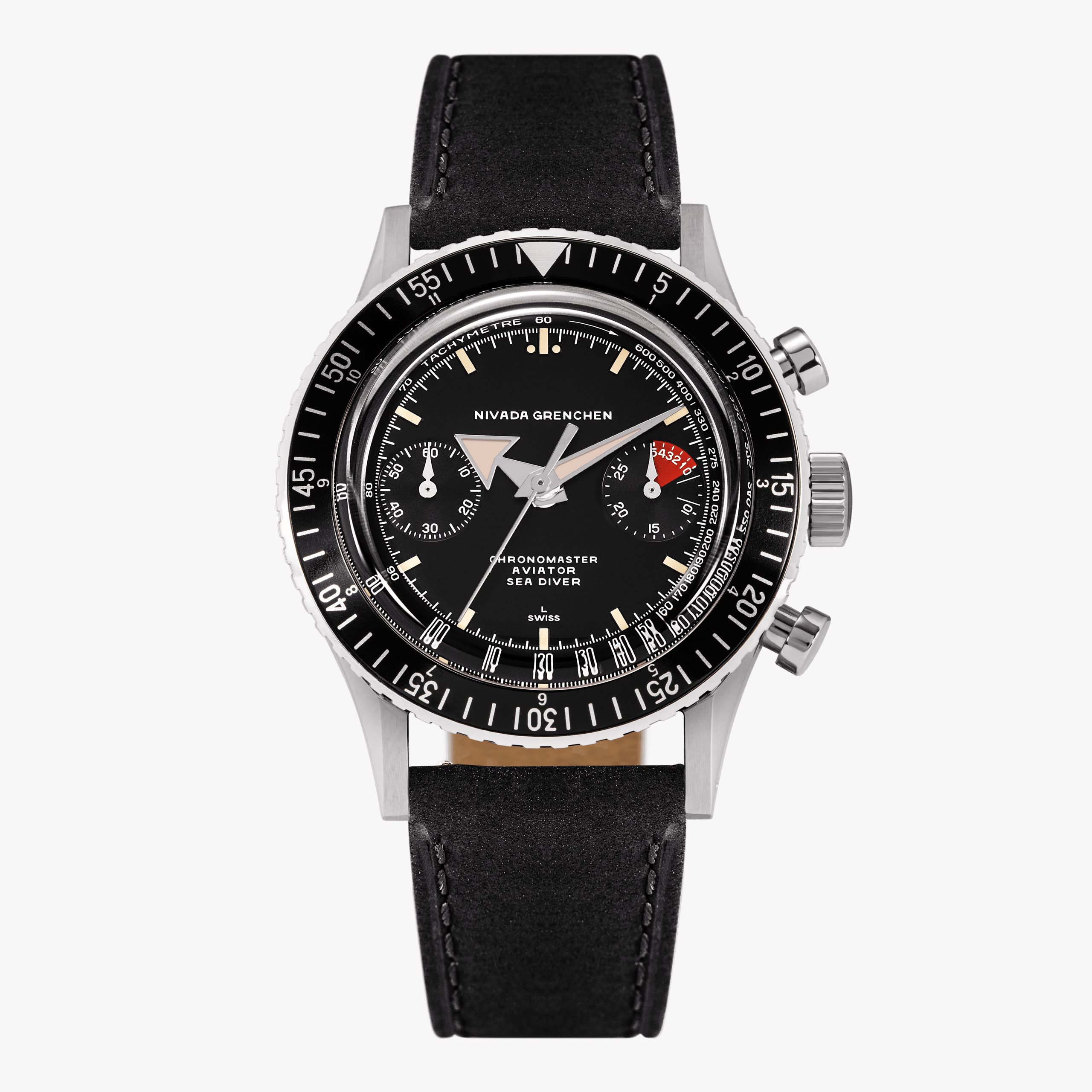 Nivada Broad Arrow INTER.BEZEL - Manual - Black leather