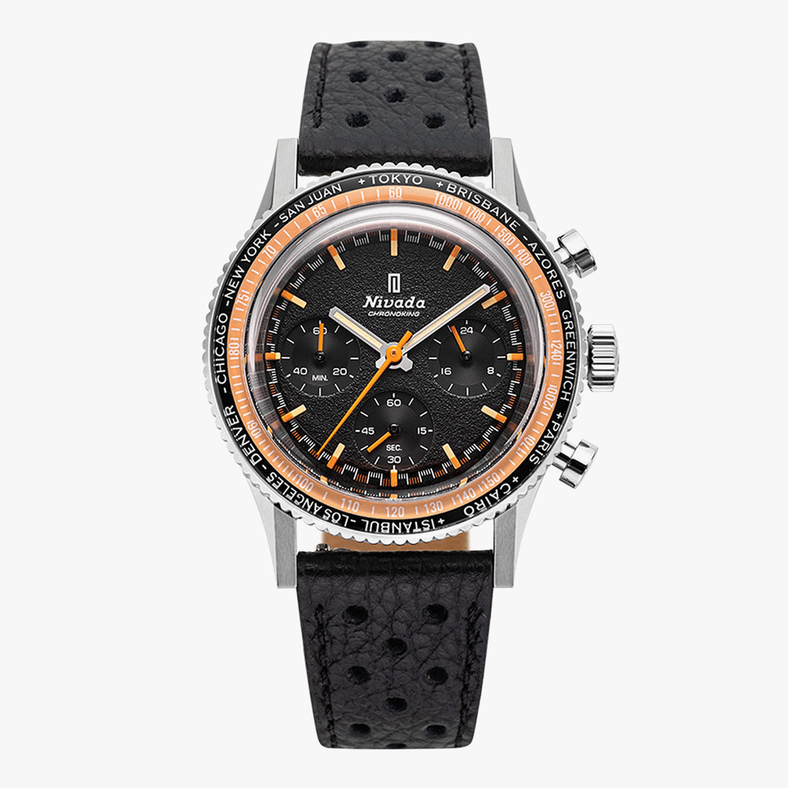 Nivada Chronoking Mecaquartz - INTER.BEZEL - Black Rubber Tropic / GMT