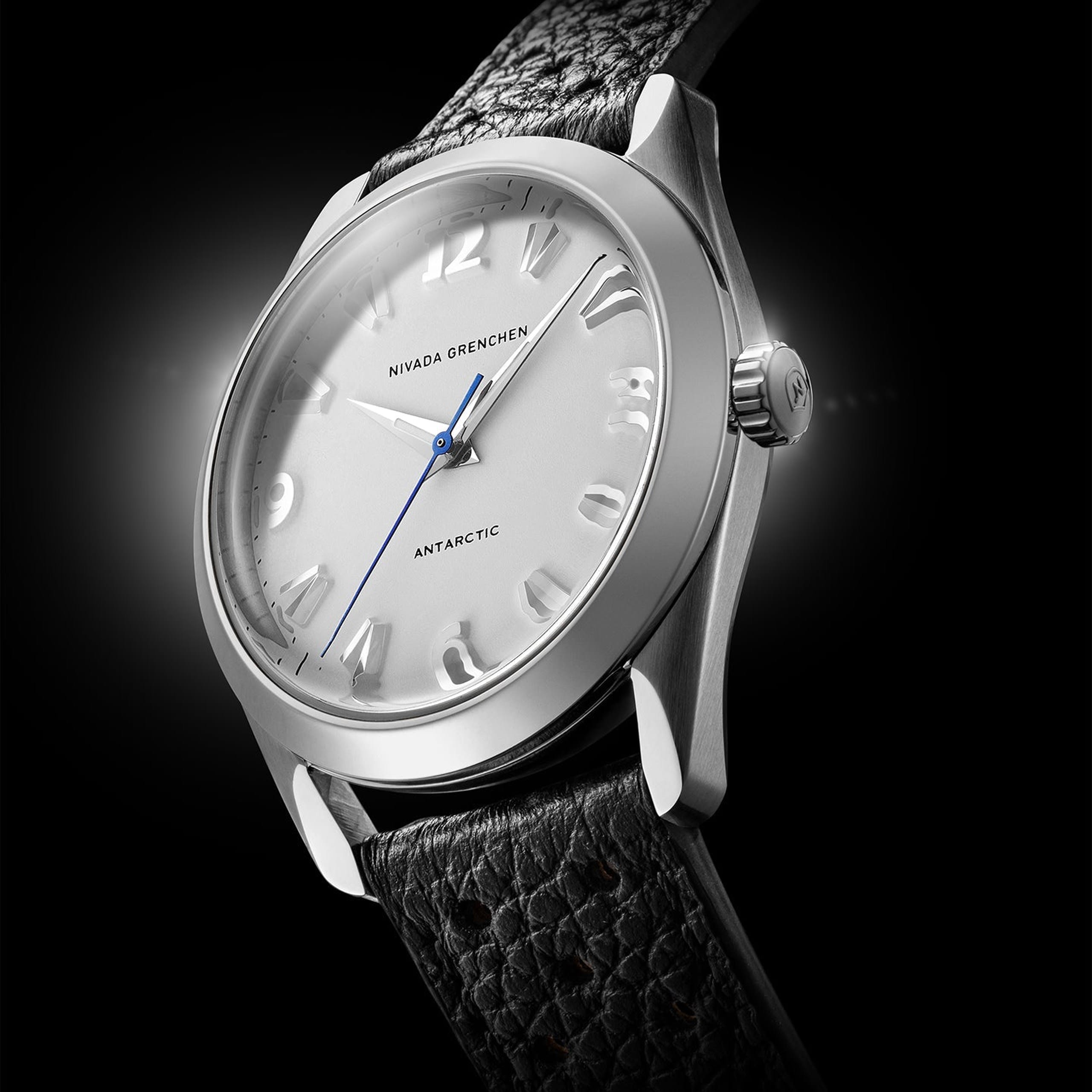 Nivada Antarctic White Luminova - 35mm - Brown Racing strap