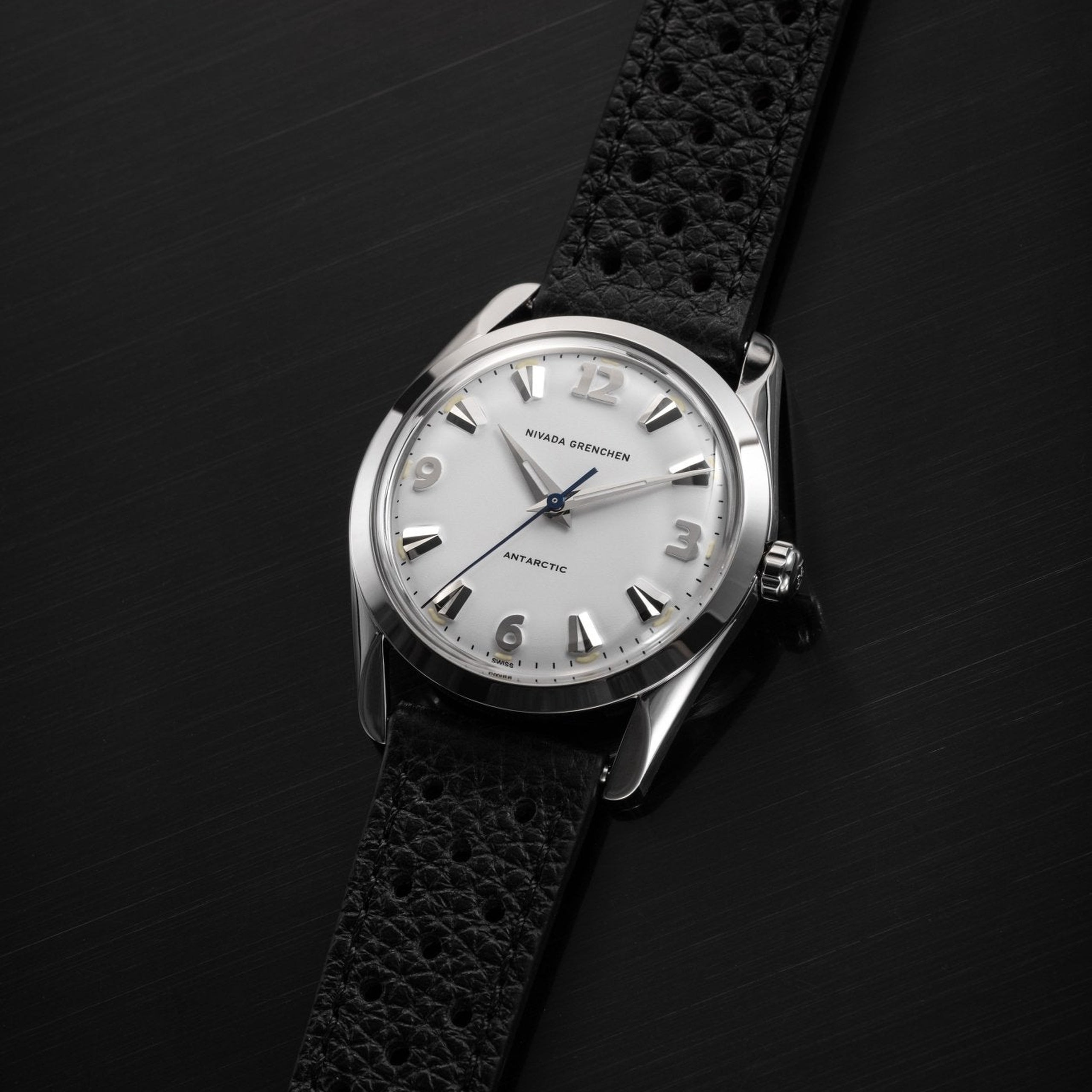 Nivada Antarctic White Luminova - 35mm - Brown Racing strap