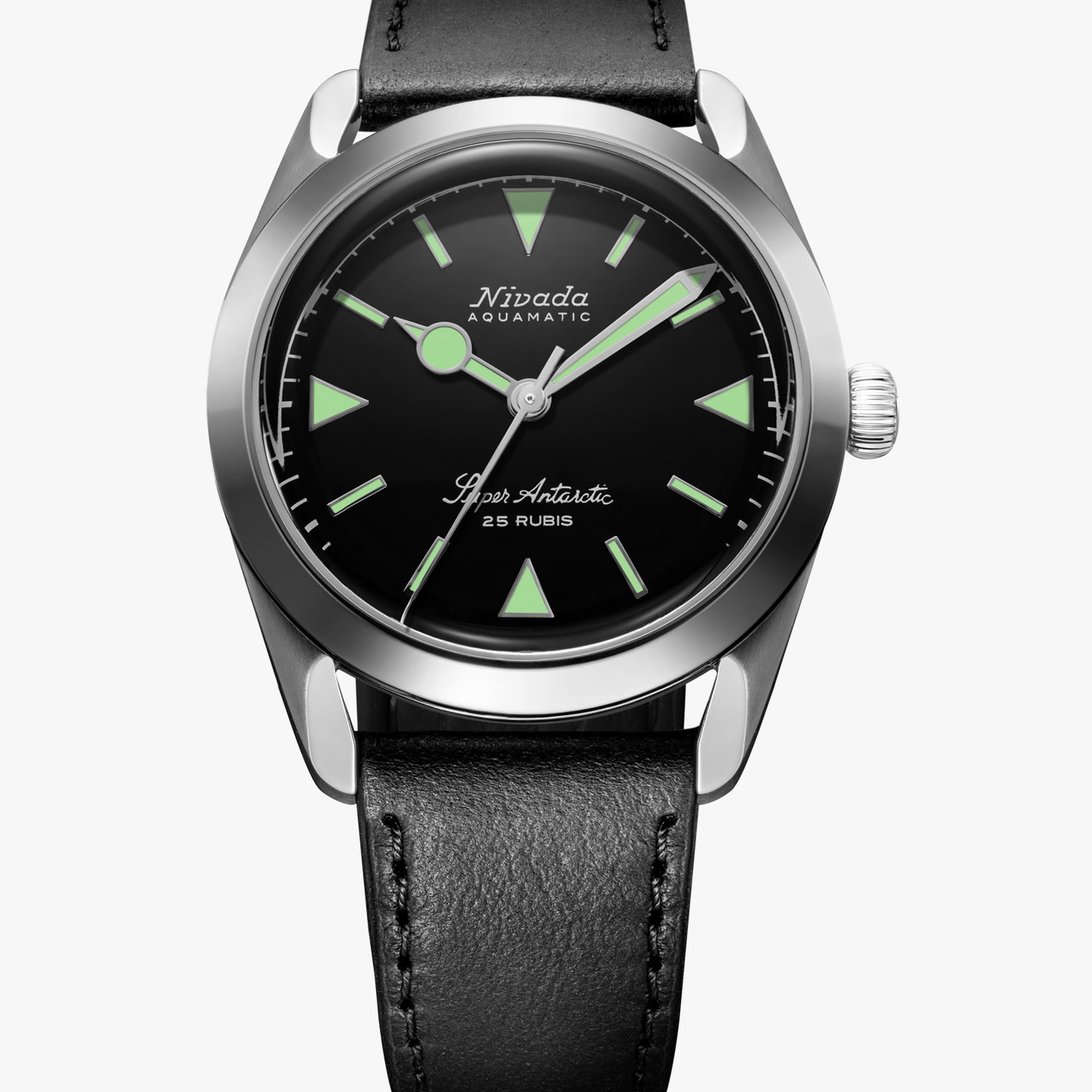 Nivada Super Antarctic Green - 38mm - Black Leather
