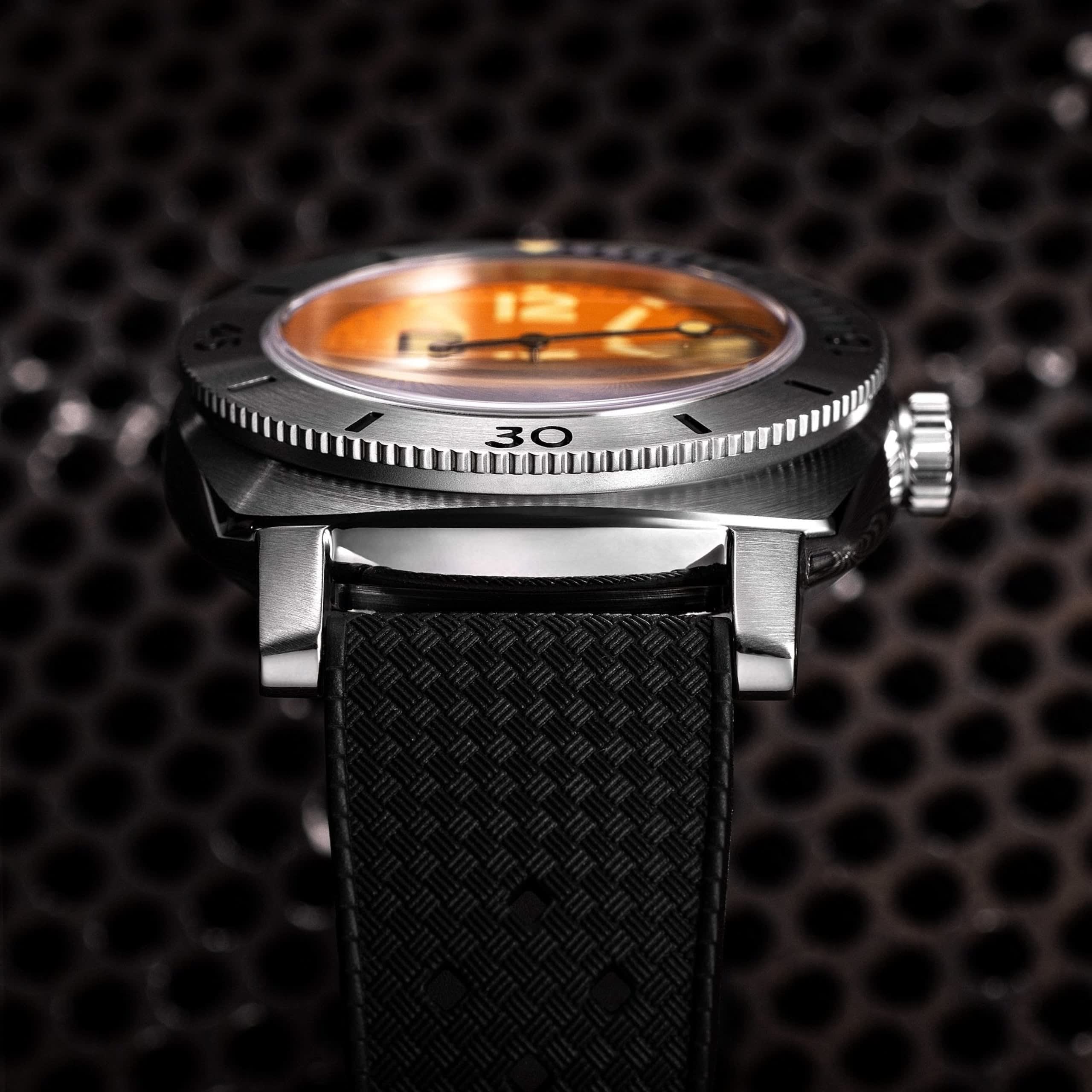 Nivada Orange Depthmaster - Black Leather