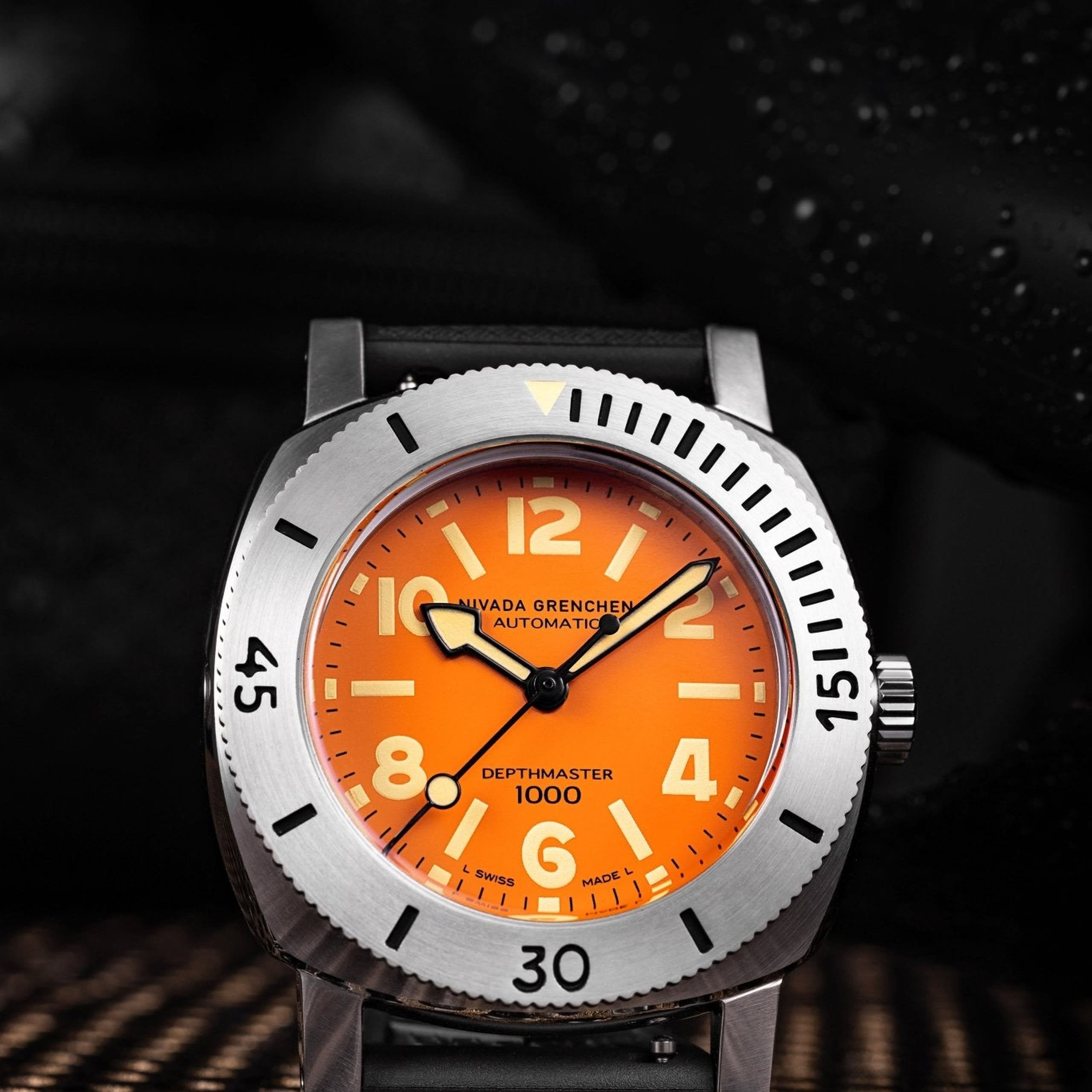 Nivada Orange Depthmaster - Black Leather