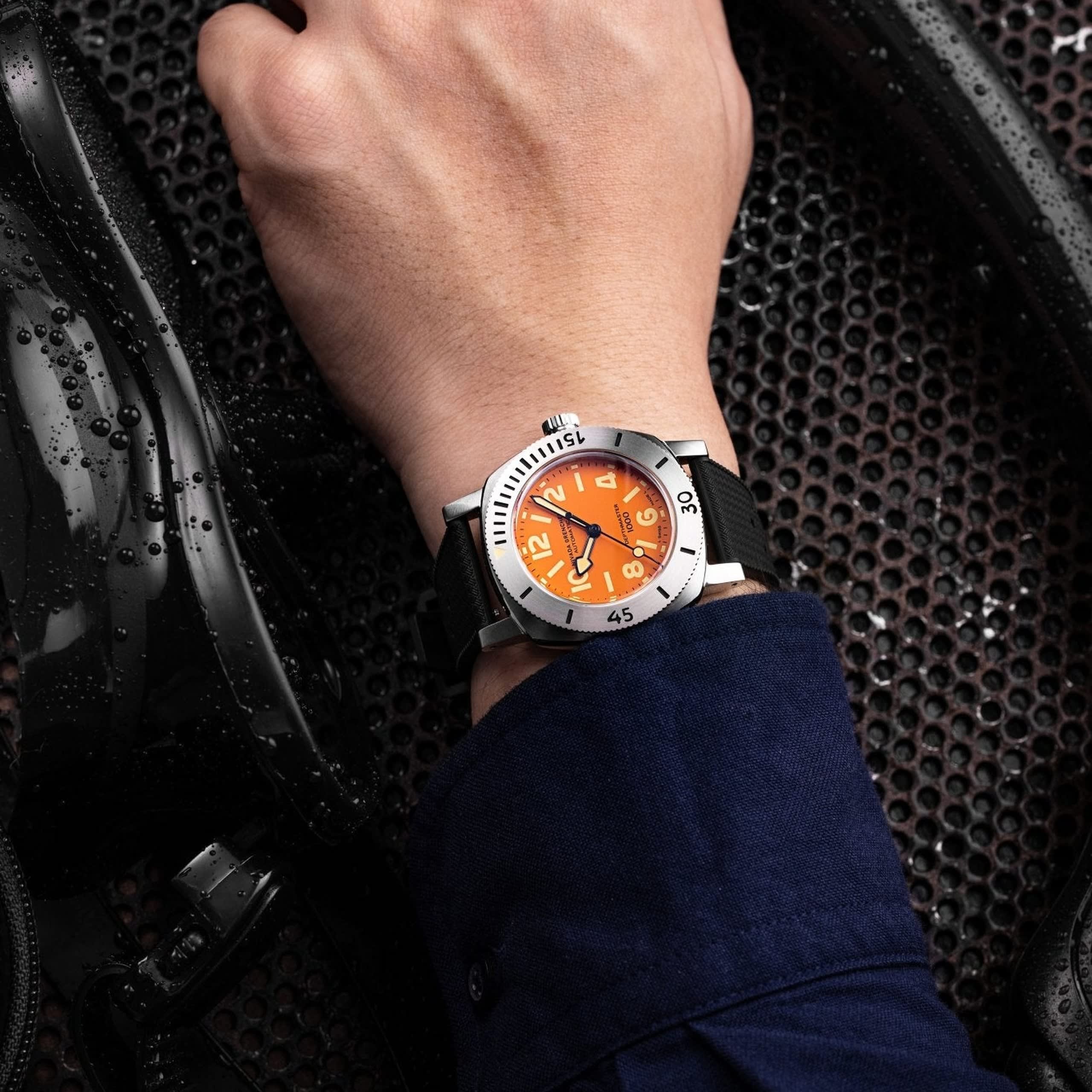 Nivada Orange Depthmaster - Black Leather