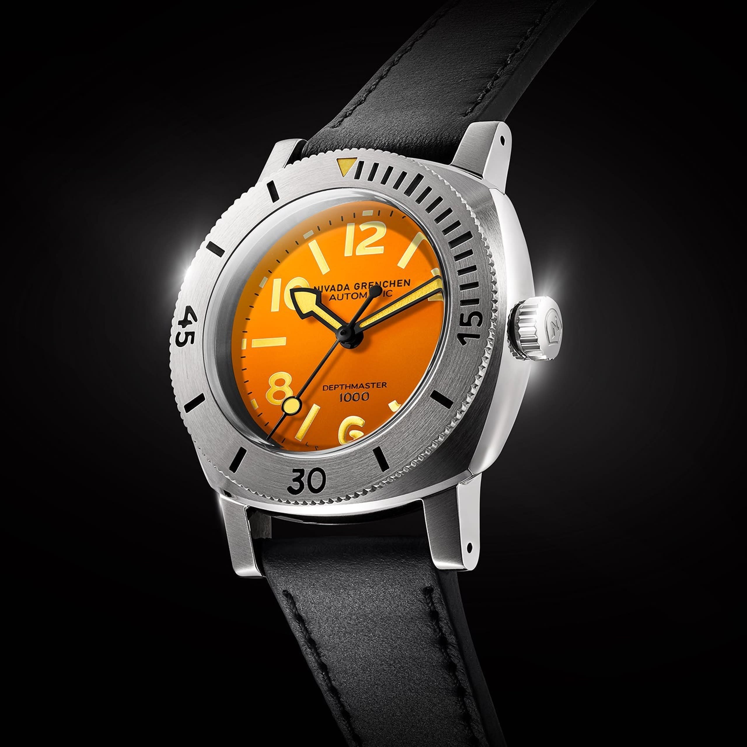 Nivada Orange Depthmaster - Black Leather