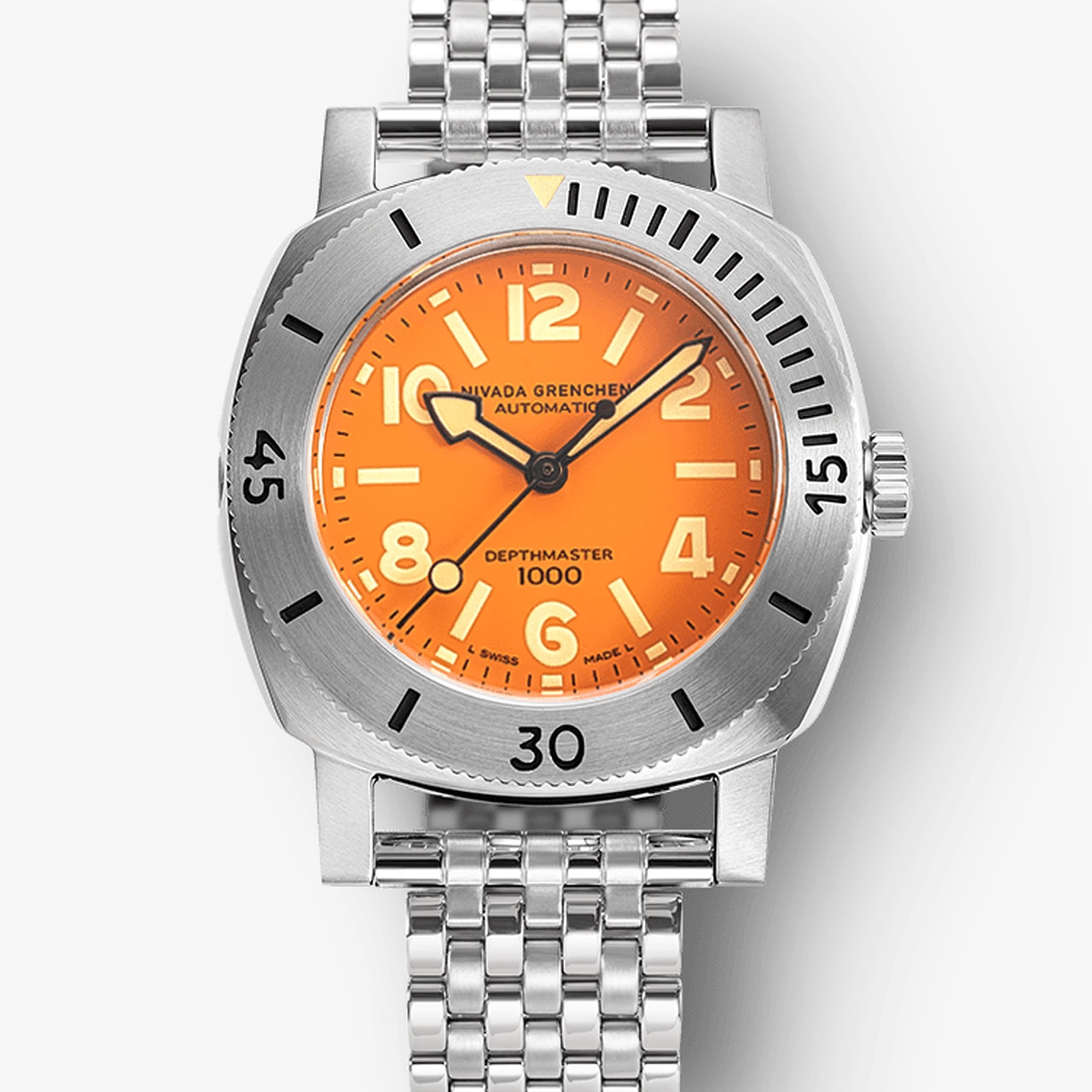Nivada Orange Depthmaster - Black Leather