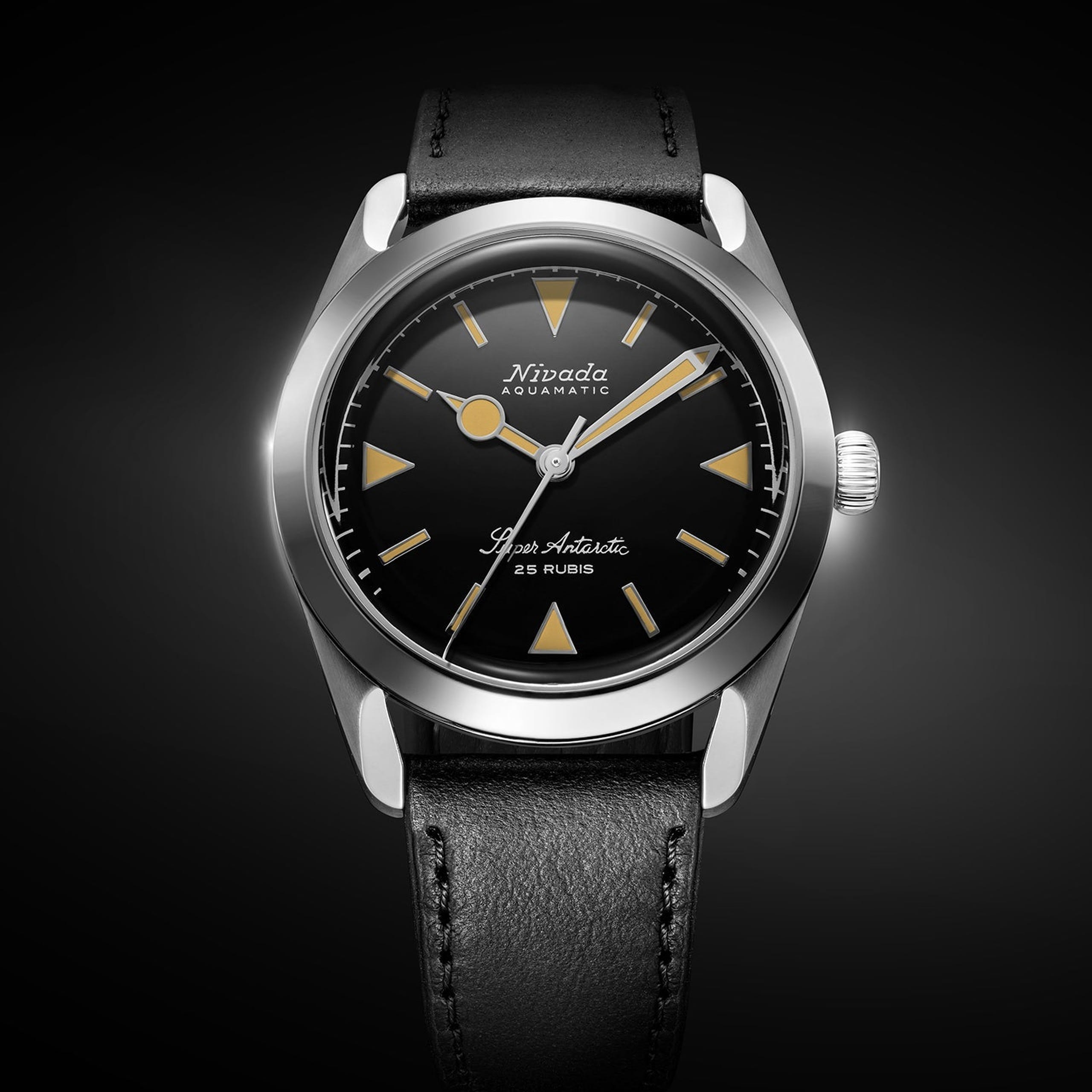 Nivada Super Antarctic Yellow - 38mm - Black Leather