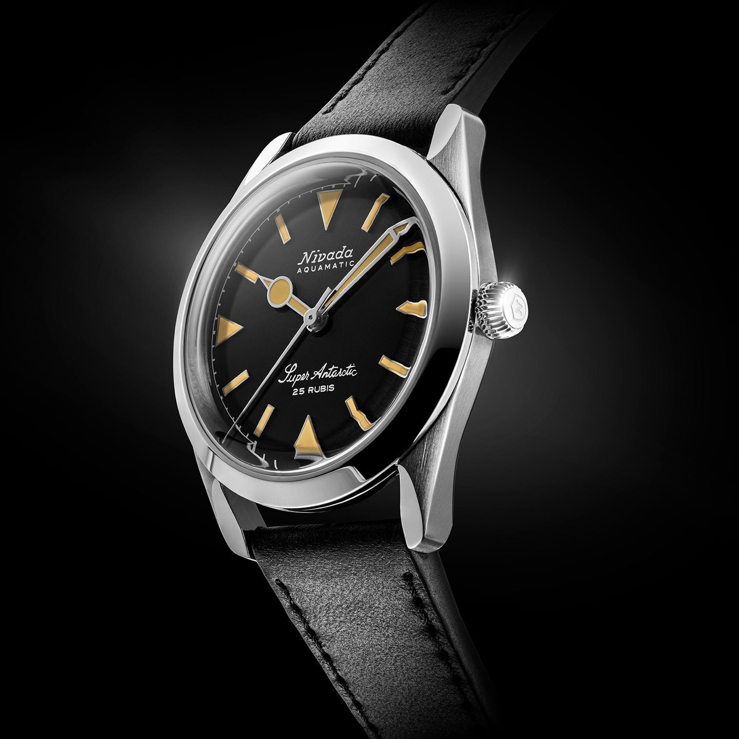 Nivada Super Antarctic Yellow - 38mm - Black Leather