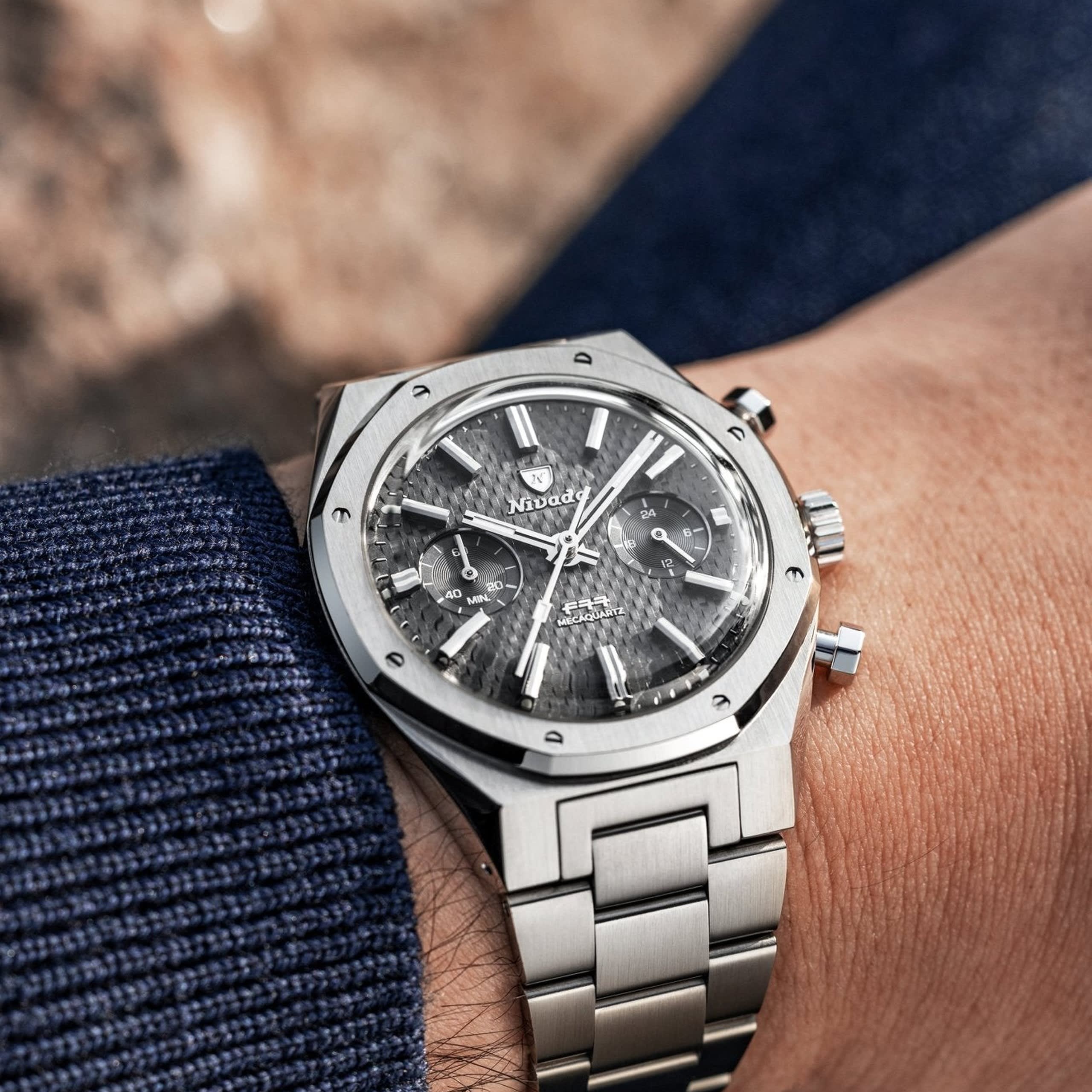 Nivada F77 Sst Chrono Mecaquartz Grey MK2 - 38mm - Bracelet
