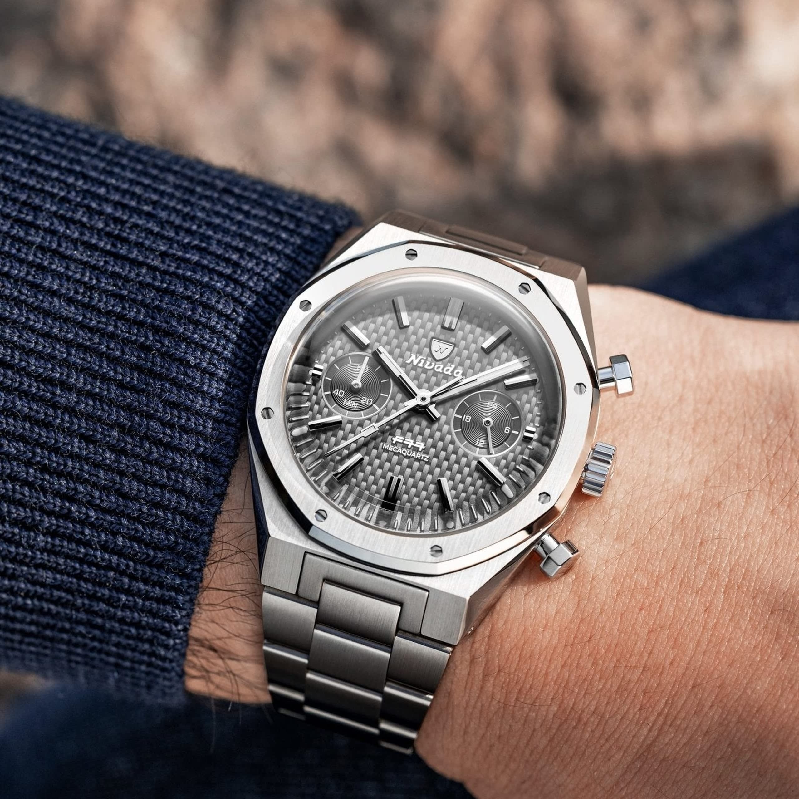 Nivada F77 Sst Chrono Mecaquartz Grey MK2 - 38mm - Bracelet