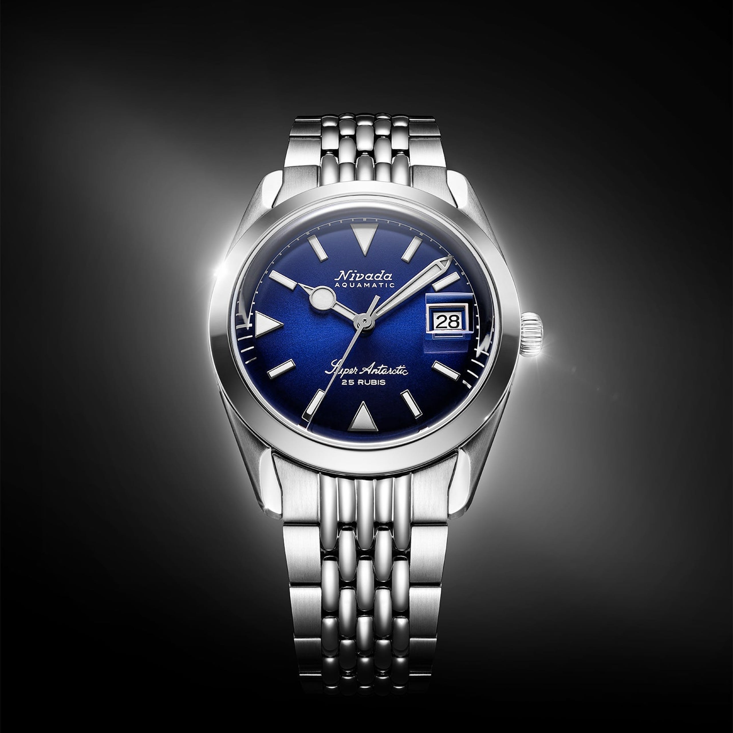 Nivada Super Antarctic Blue - 38mm - Rubber Tropic Dark Blue / With Date
