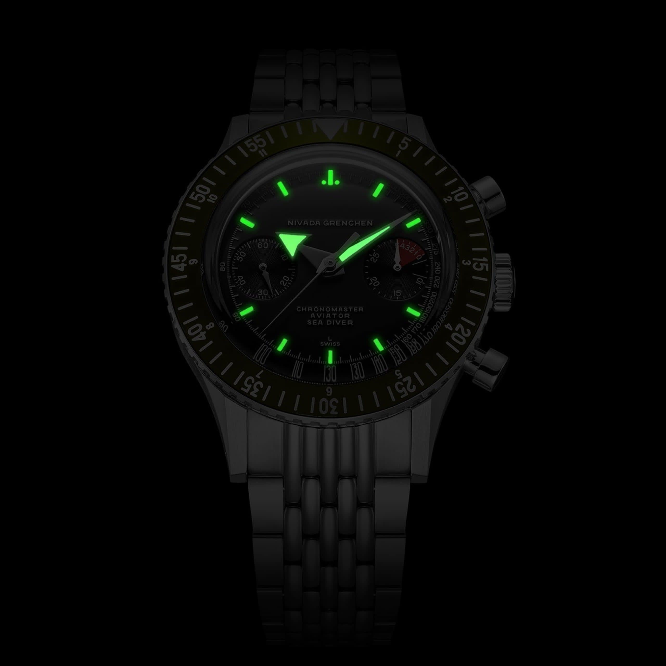 Nivada White Broad Arrow INTER.BEZEL 38mm - Manual - Black leather