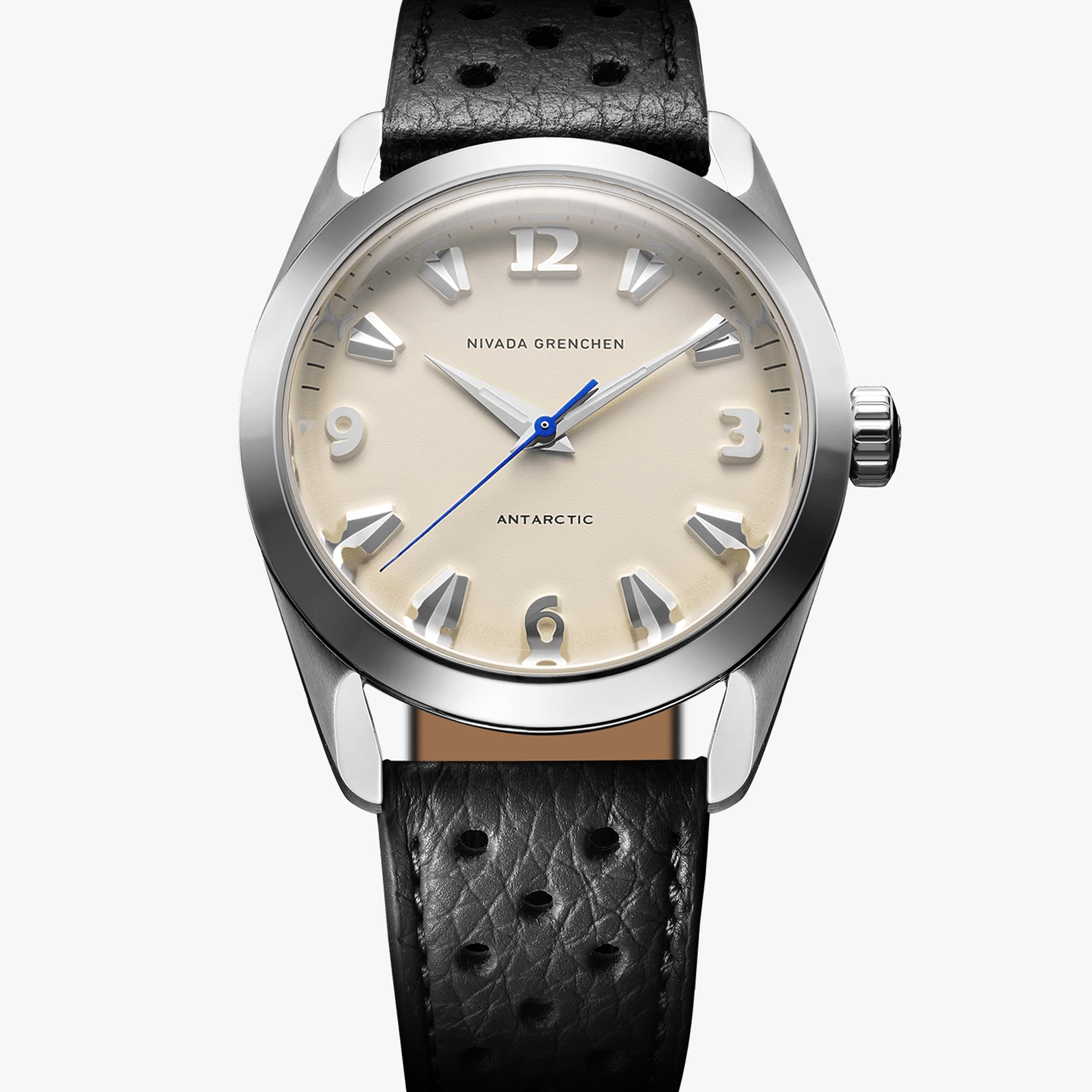 Nivada Antarctic Eggshell White Luminova - 35mm - Brown Racing strap