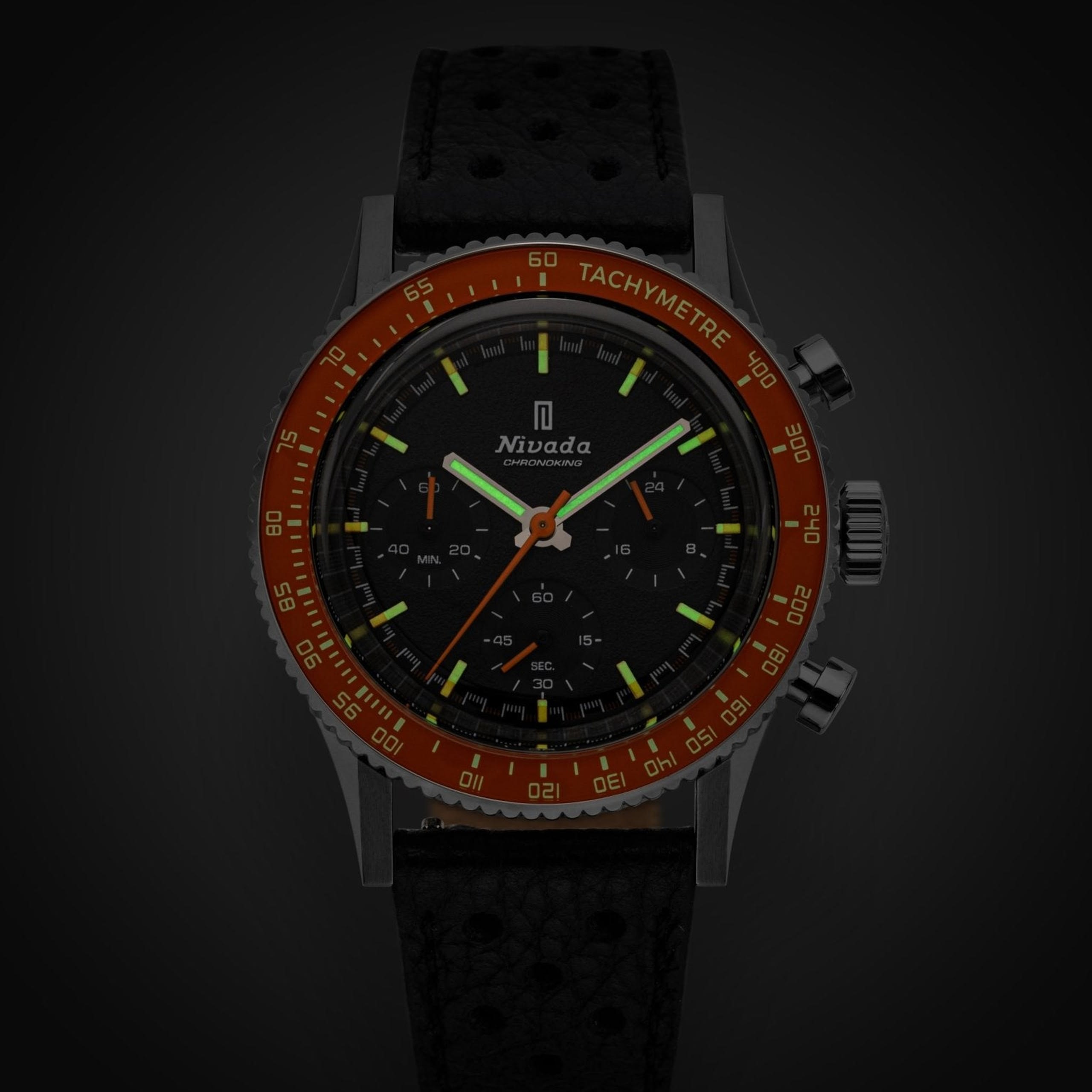 Nivada Chronoking Mecaquartz - INTER.BEZEL - Black Rubber Tropic / GMT