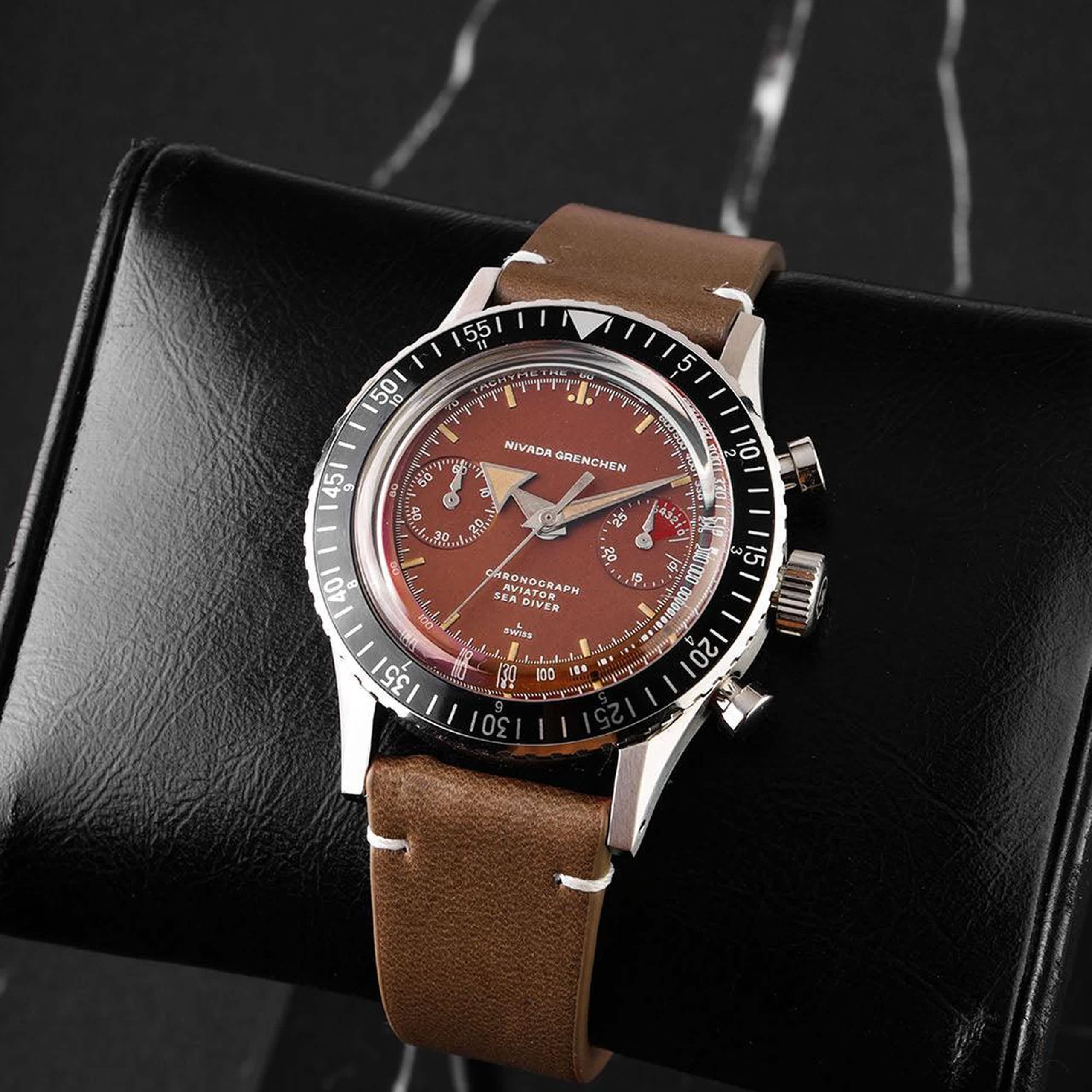 Nivada Broad Arrow « Tropical Dial » INTER.BEZEL - Manual - Black leather