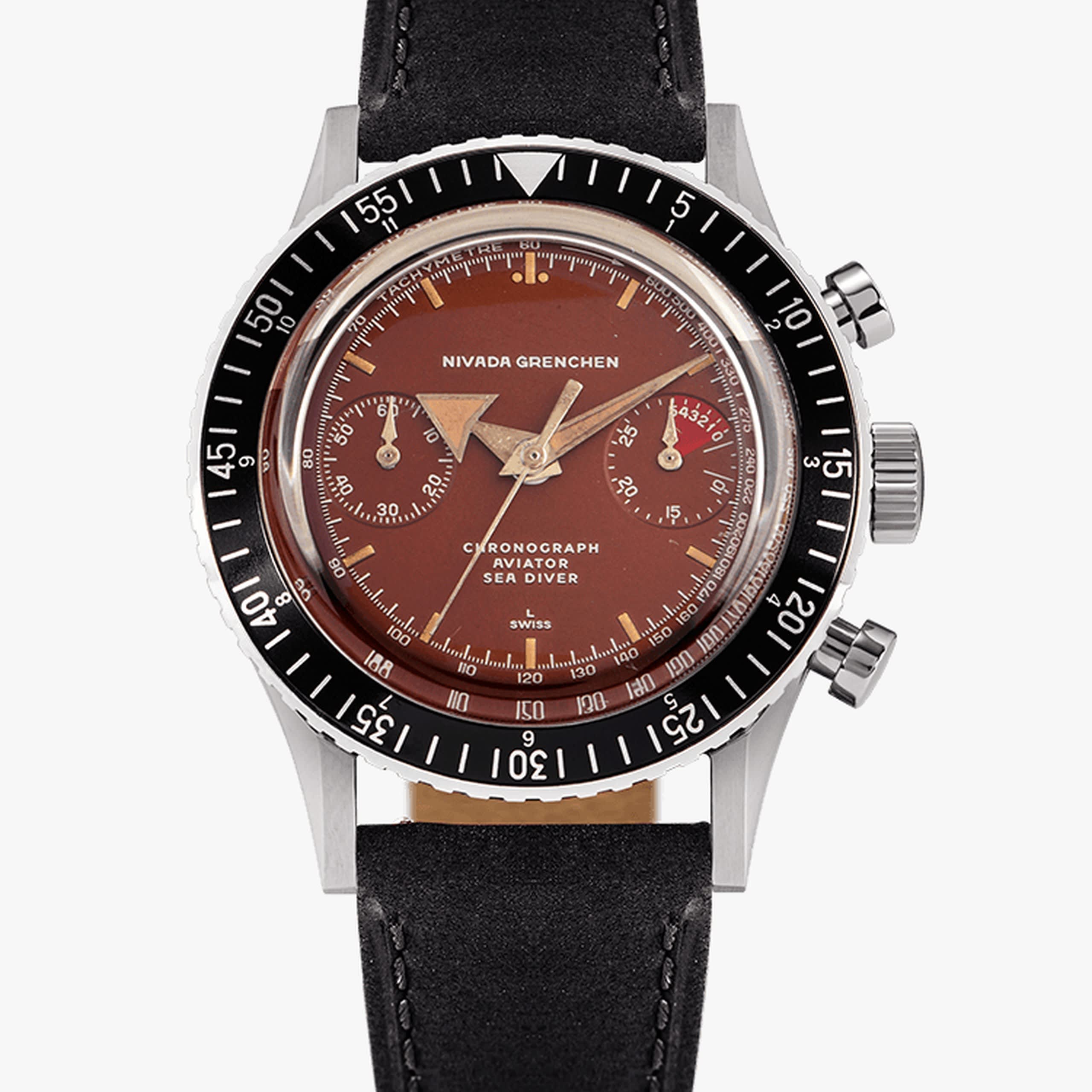 Nivada Broad Arrow « Tropical Dial » INTER.BEZEL - Manual - Black leather