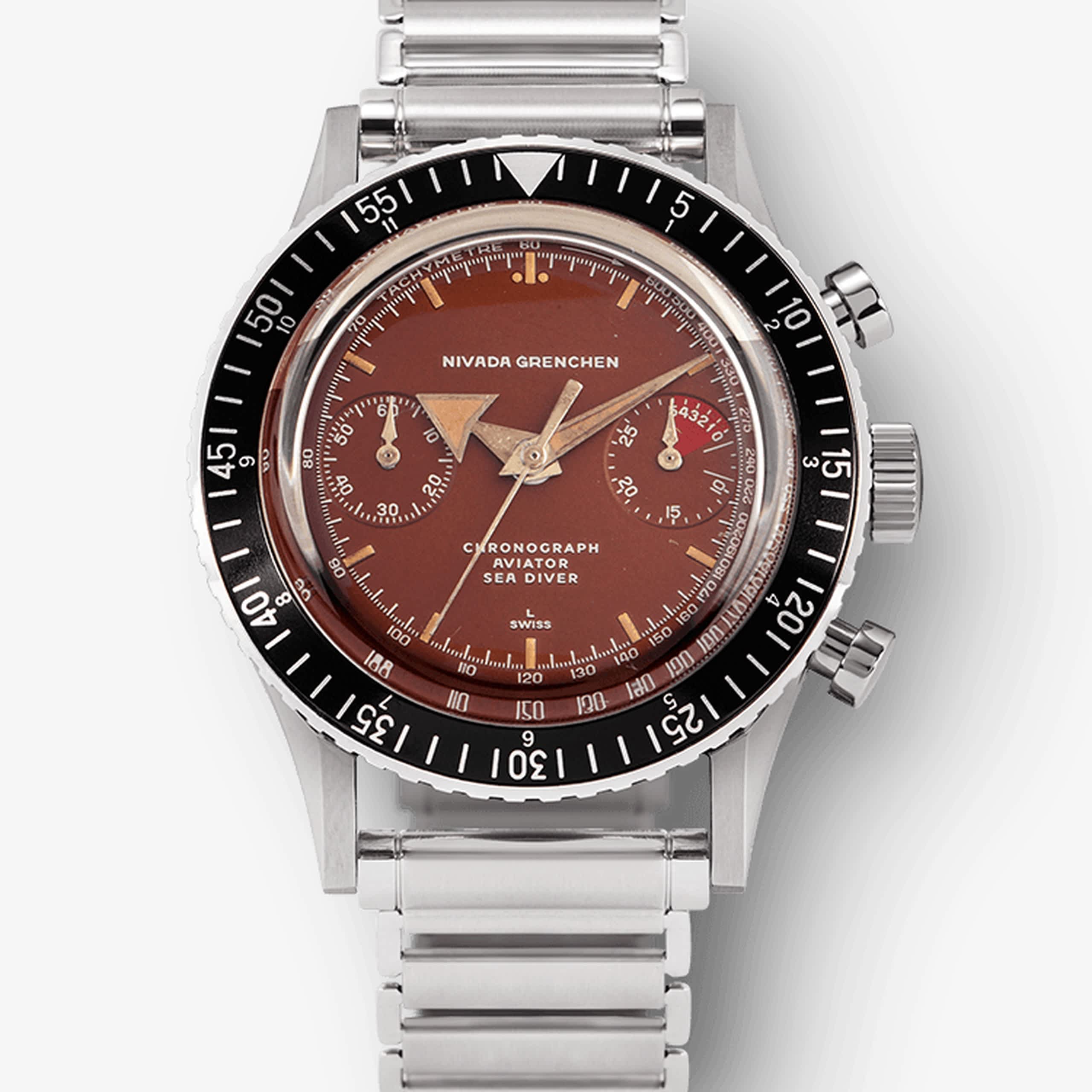 Nivada Broad Arrow « Tropical Dial » INTER.BEZEL - Manual - Black leather